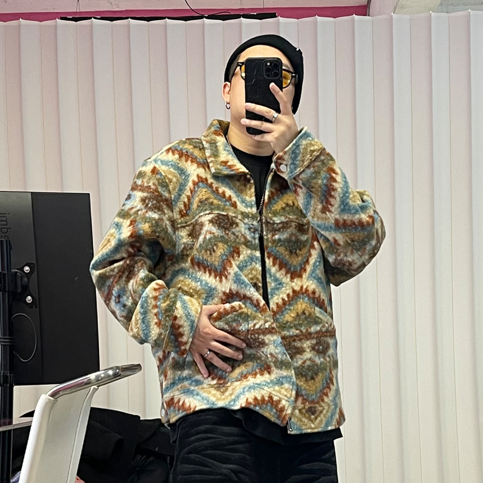 ME DA IGUAL Retro Tribal Jacquard Fleece Jacket-Jacket-M-Free Shipping Leatheretro