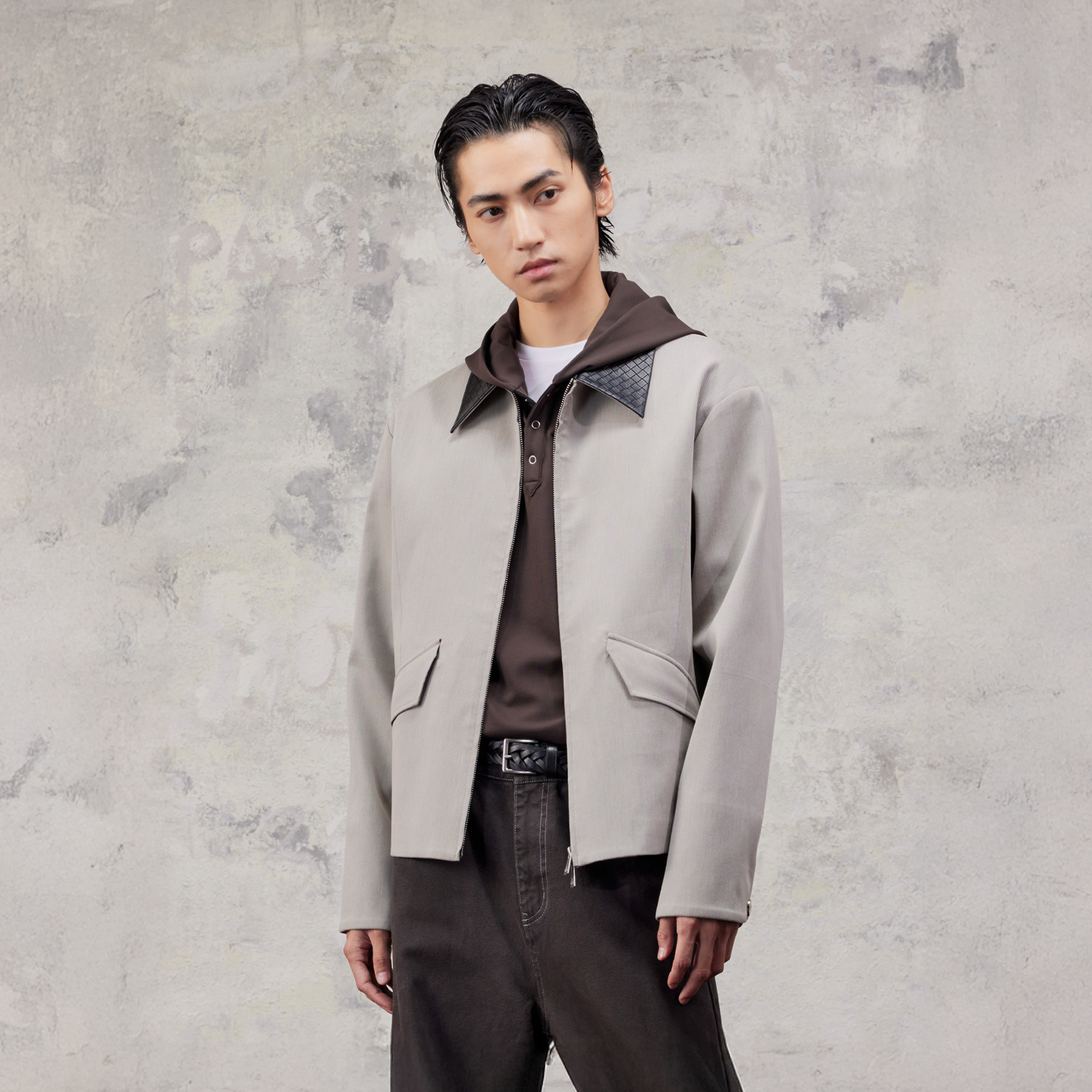 ALVNG AR ANTS Minimal Contrast Woven Collar Jacket-Jacket-S-Free Shipping Leatheretro