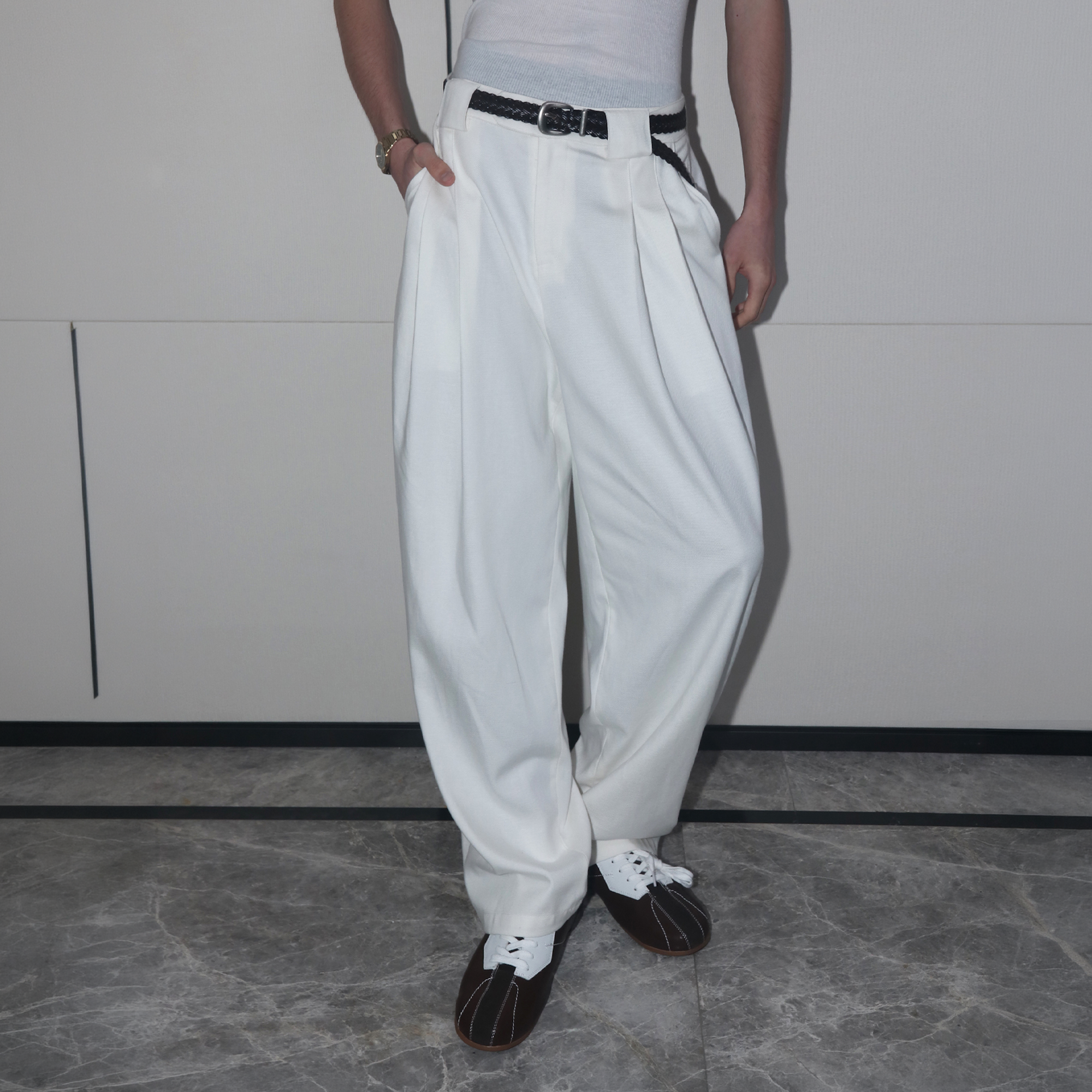 ASSEEN Essential Draped Linen-Blend Trousers-Pants-S / 28-30“-Free Shipping Leatheretro
