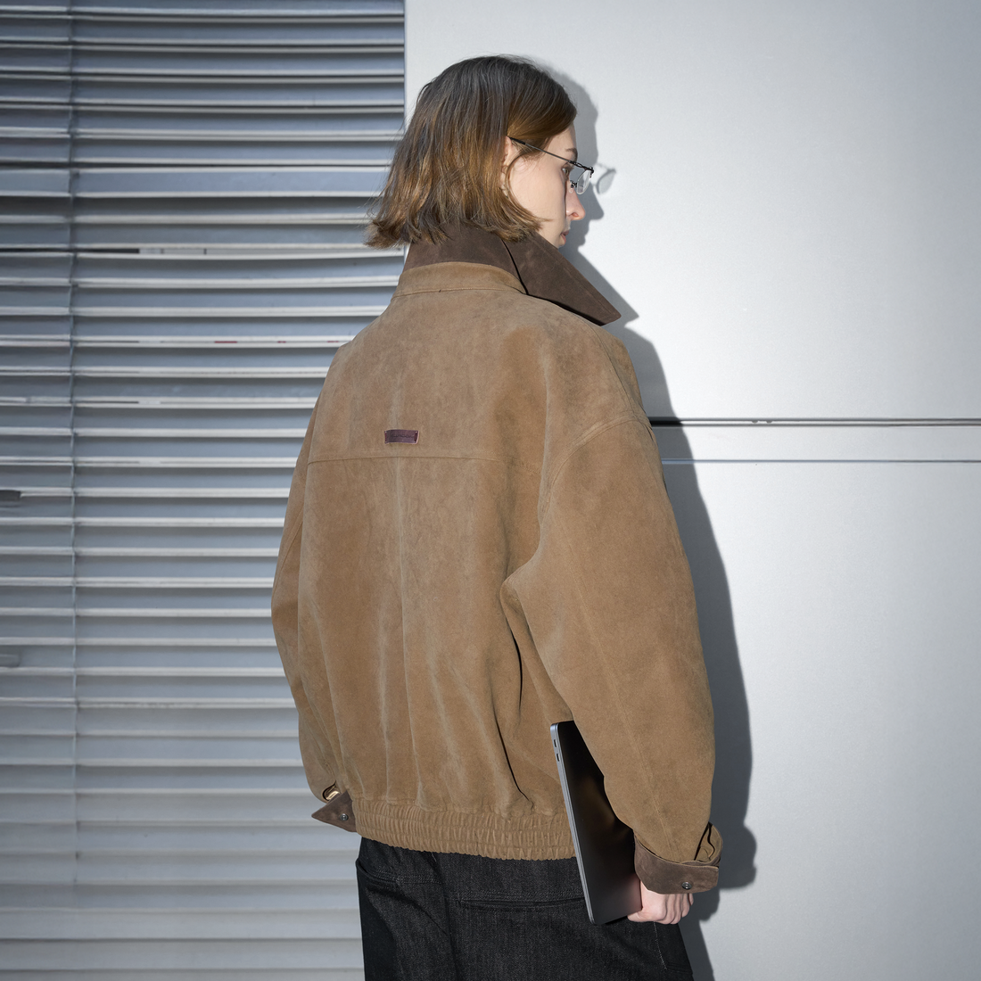 LABELROOM Paneled Faux-Suede Bomber Jacket