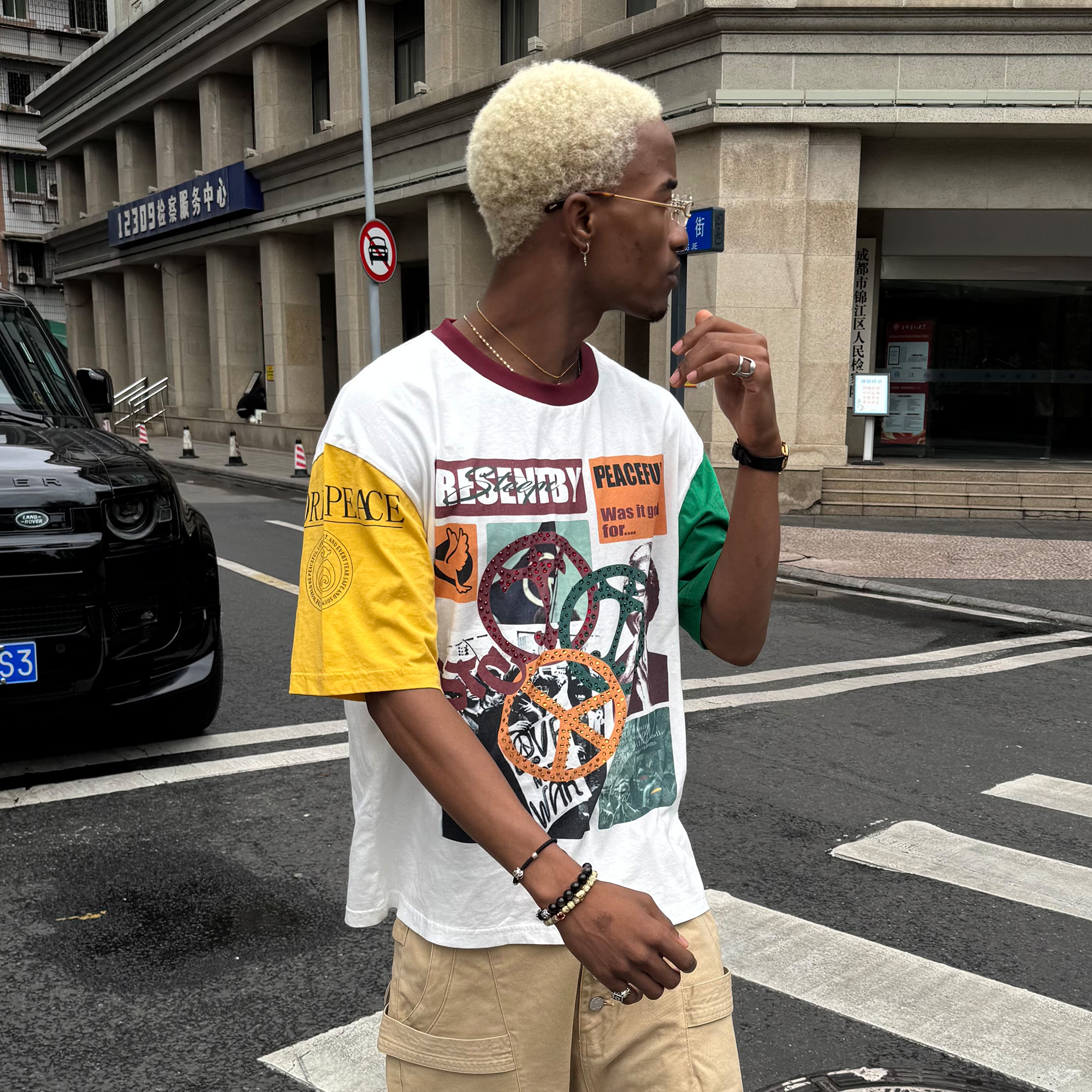STEEPC Contrast Diamond Graphic T-Shirt-T Shirt-S (1)-Free Shipping Leatheretro