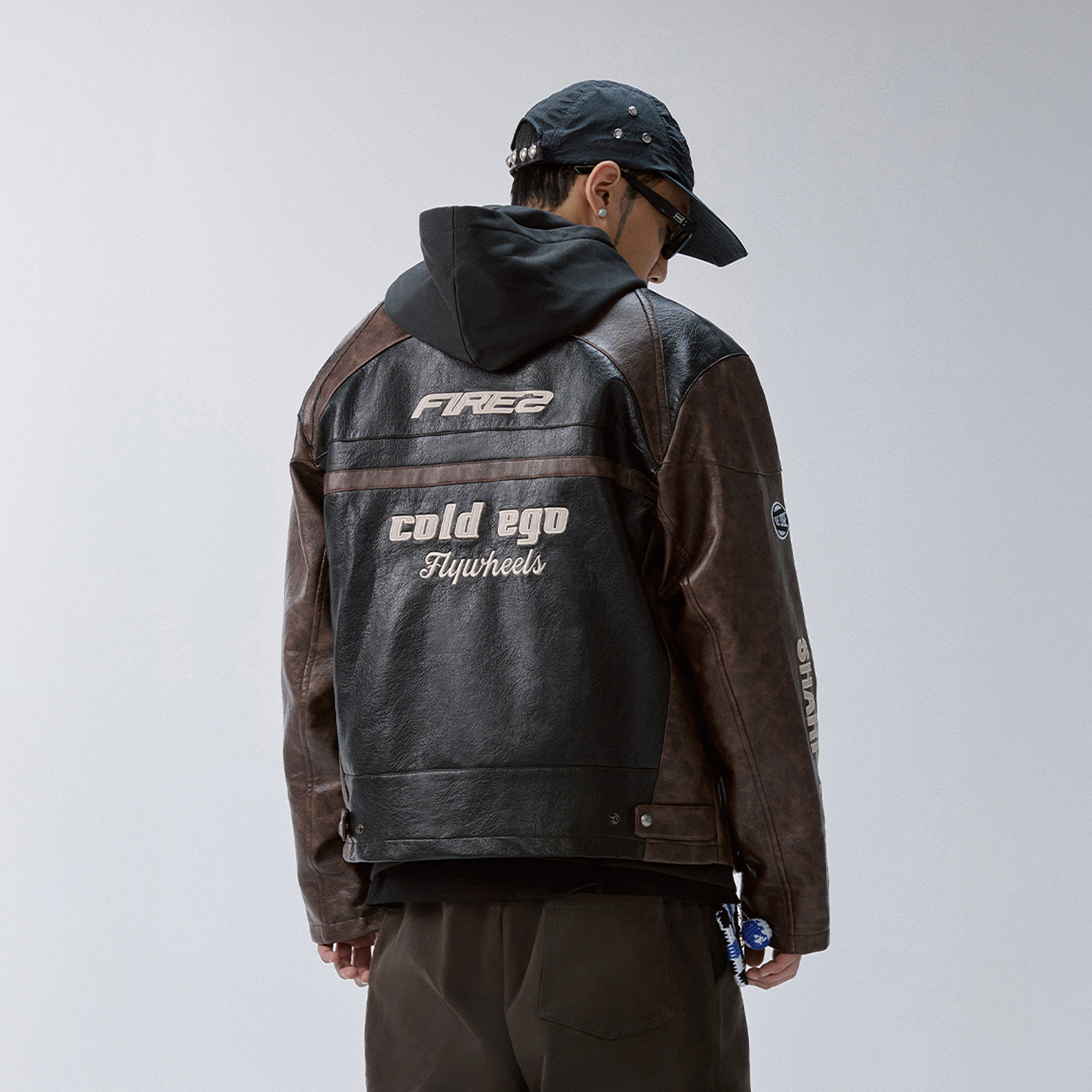 F2CE Retro Embroidered Patch PU Moto Jacket-Jacket-S-Free Shipping Leatheretro