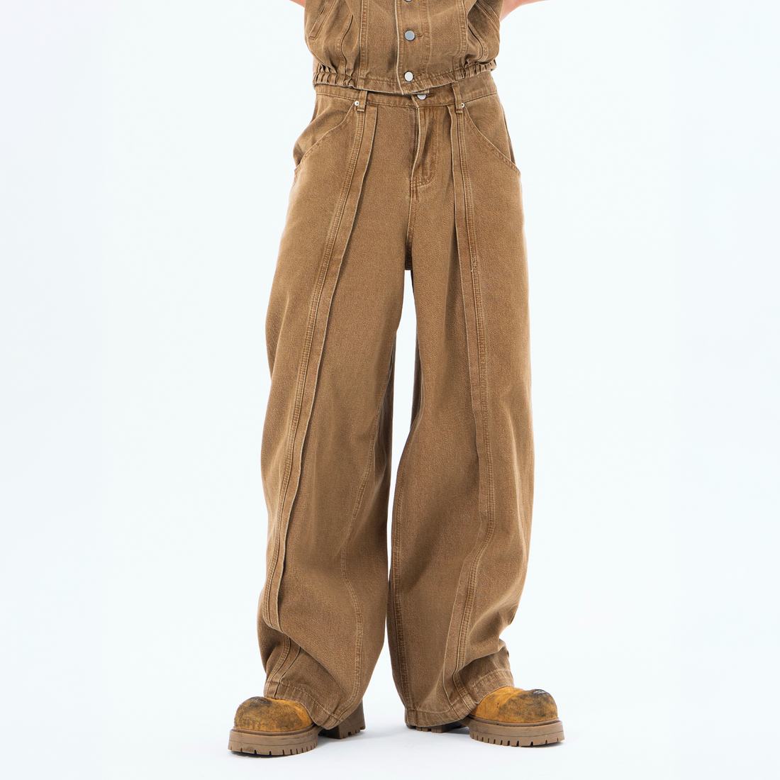 CLP Retro Washed Paneled Oversized Jeans-Jeans-M / 29"-Free Shipping Leatheretro