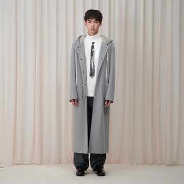 OUYANG WENJUN Sherpa-Lined Hooded Maxi Coat