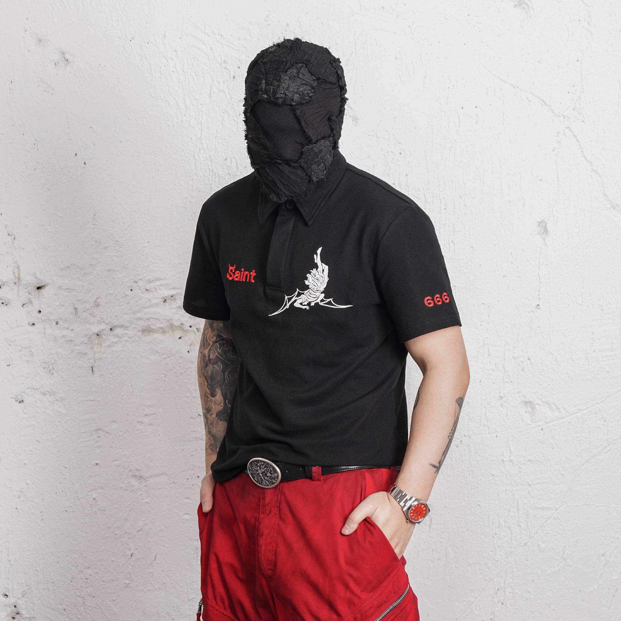 UNDERWATER Lucifer Embroidered Polo Shirt-T Shirt-S (Preorder)-Free Shipping Leatheretro