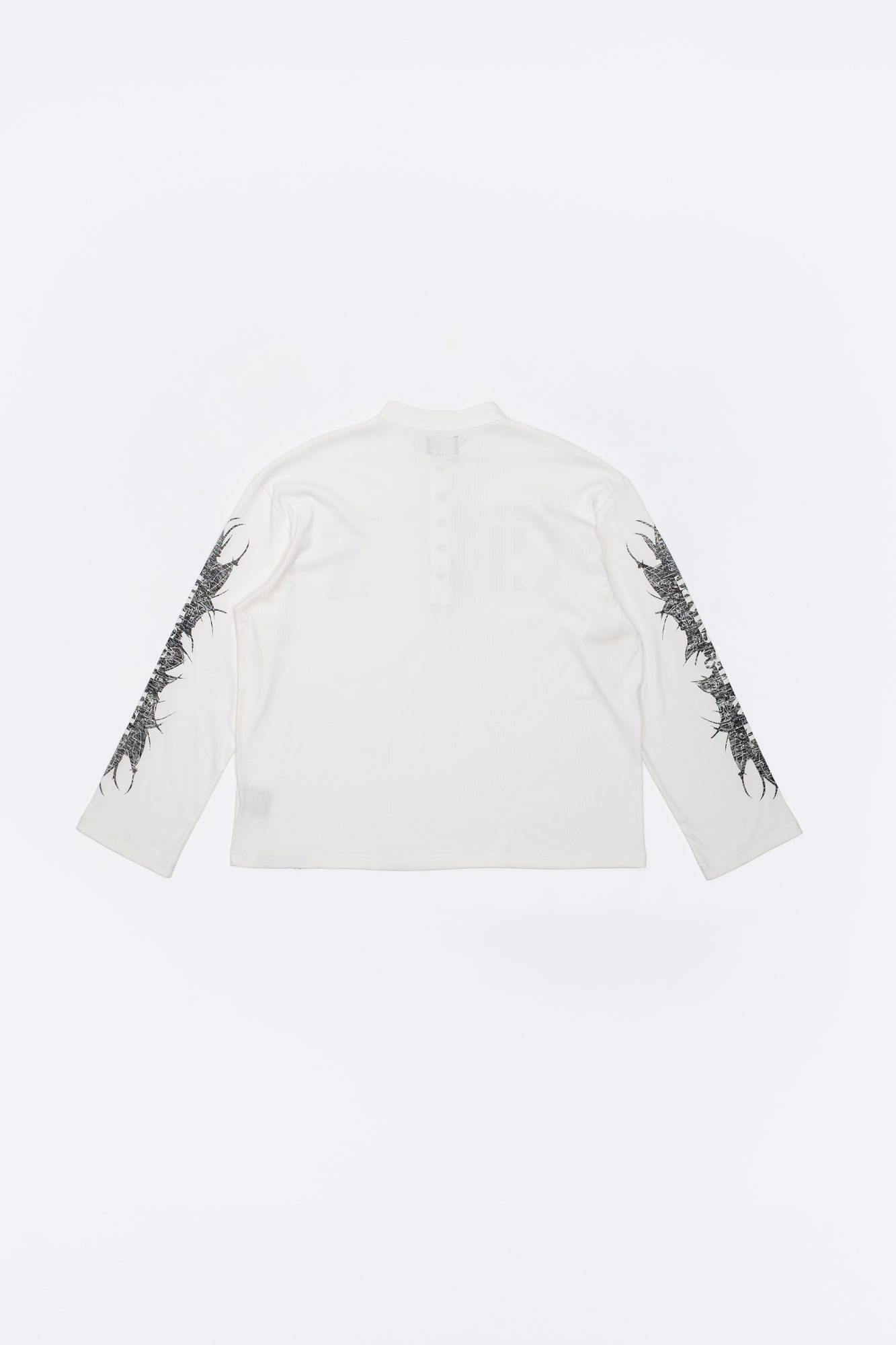 FVVO Ribbed Printed Henley Long Sleeve-L/S Tee-S-White-Free Shipping Leatheretro