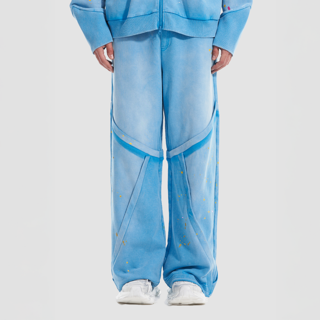 VANN VALRENCE Washed Paint-Splattered Paneled Pants-Pants-S-Free Shipping Leatheretro