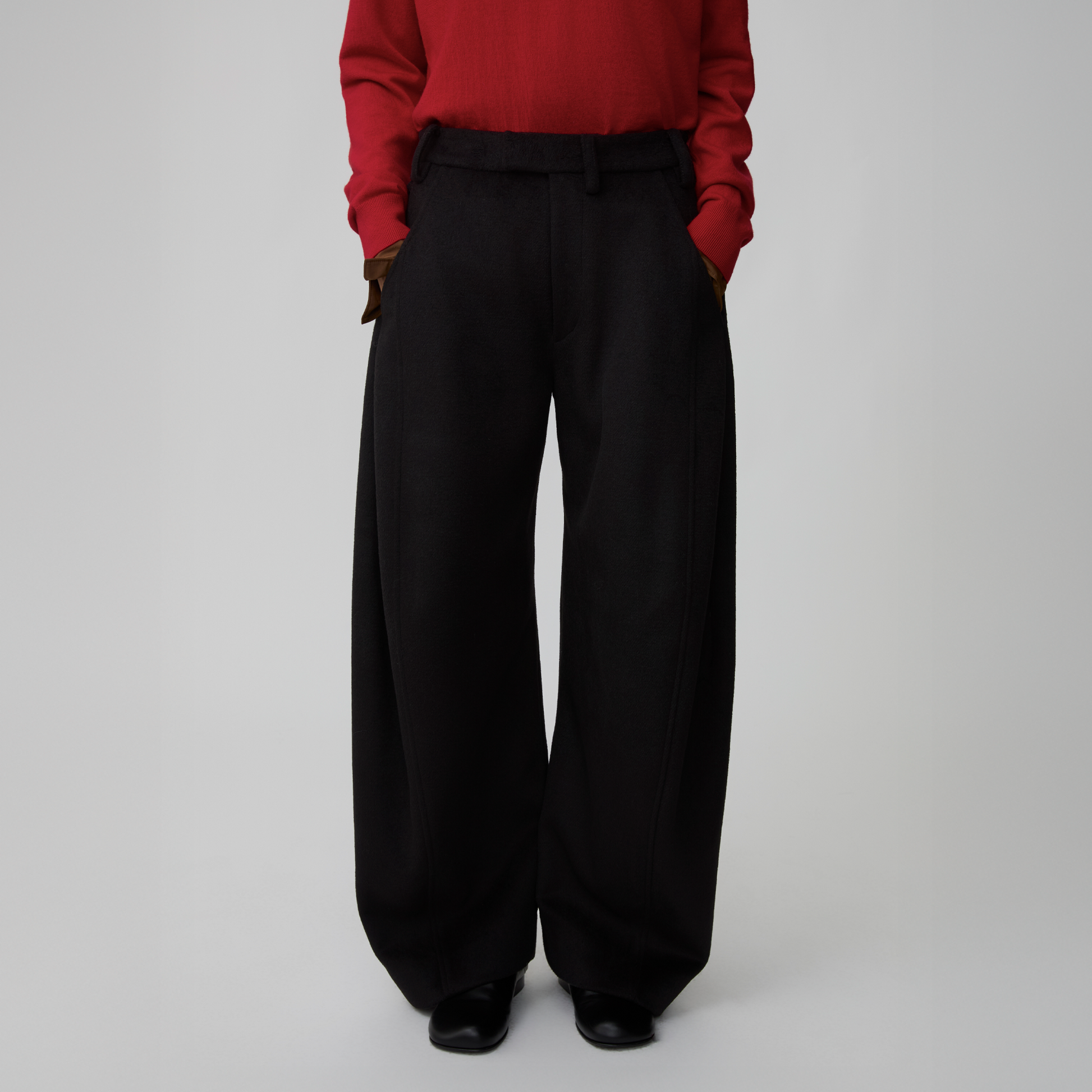 OPICLOTH Essential Wool-Blend Barrel Pants-Pants-XS-Black-Free Shipping Leatheretro