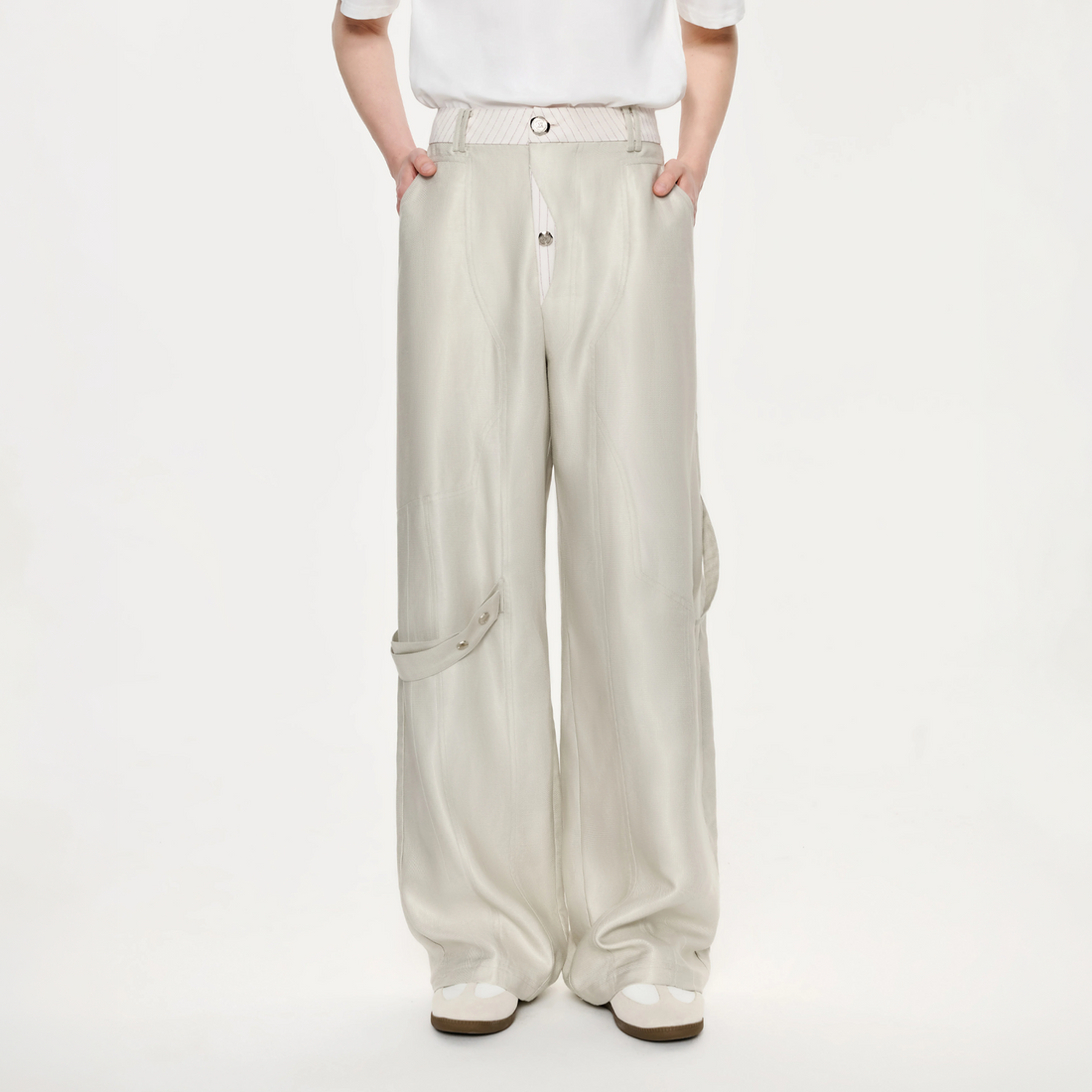 TIWILLTANG Contrast Panel Straight-Leg Pants-Pants-S / 28-31“-Free Shipping Leatheretro