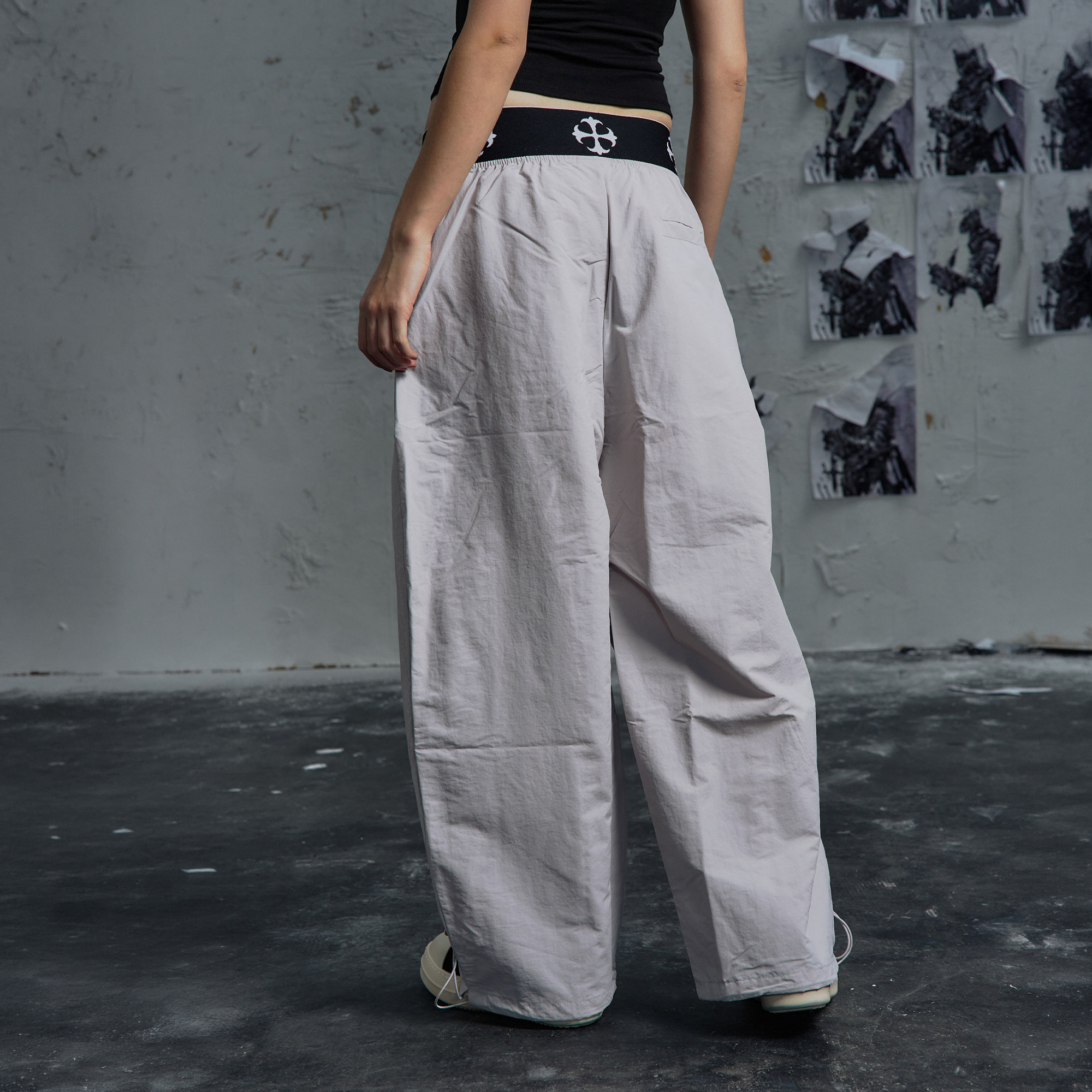 PAIKI Double-Waist Parachute Curved Pants-Pants-S / 28"-Gray-Free Shipping Leatheretro