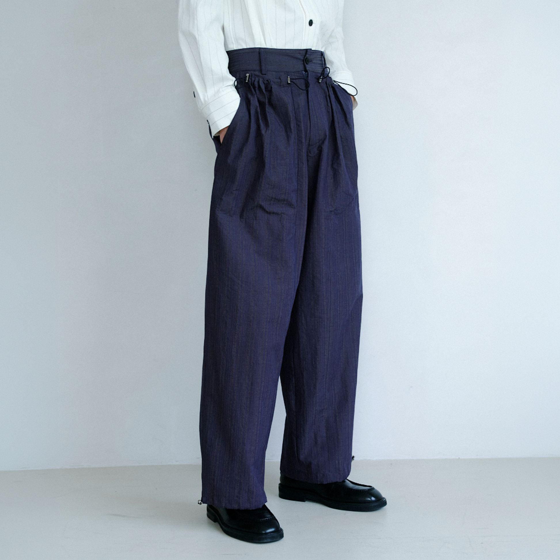 GRAINMUSTARD Drawstring Pleated Straight-Leg Trousers-Pants-XS-Free Shipping Leatheretro