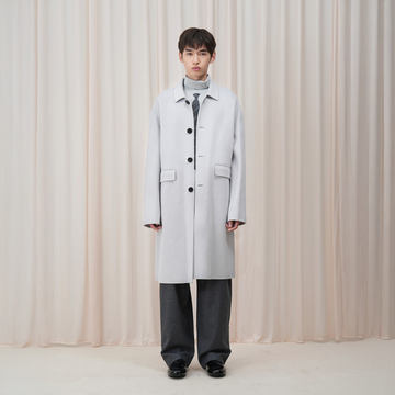 OUYANG WENJUN Minimal Wool Oversized Coat Light Gray