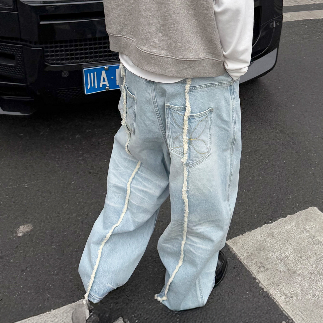 STEEPC Washed Frayed Seam Baggy Jeans-Jeans-S-Free Shipping Leatheretro
