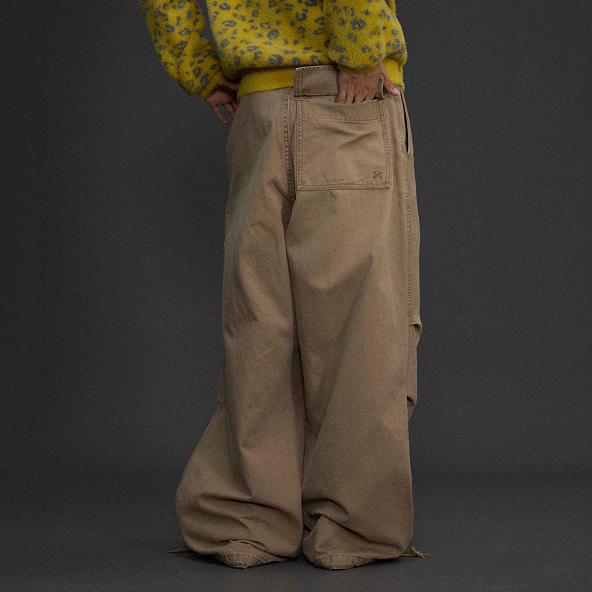 NIANJIUYIKOUER Distressed Utility Pocket Wide-Leg Pants-Pants-XXS-Free Shipping Leatheretro