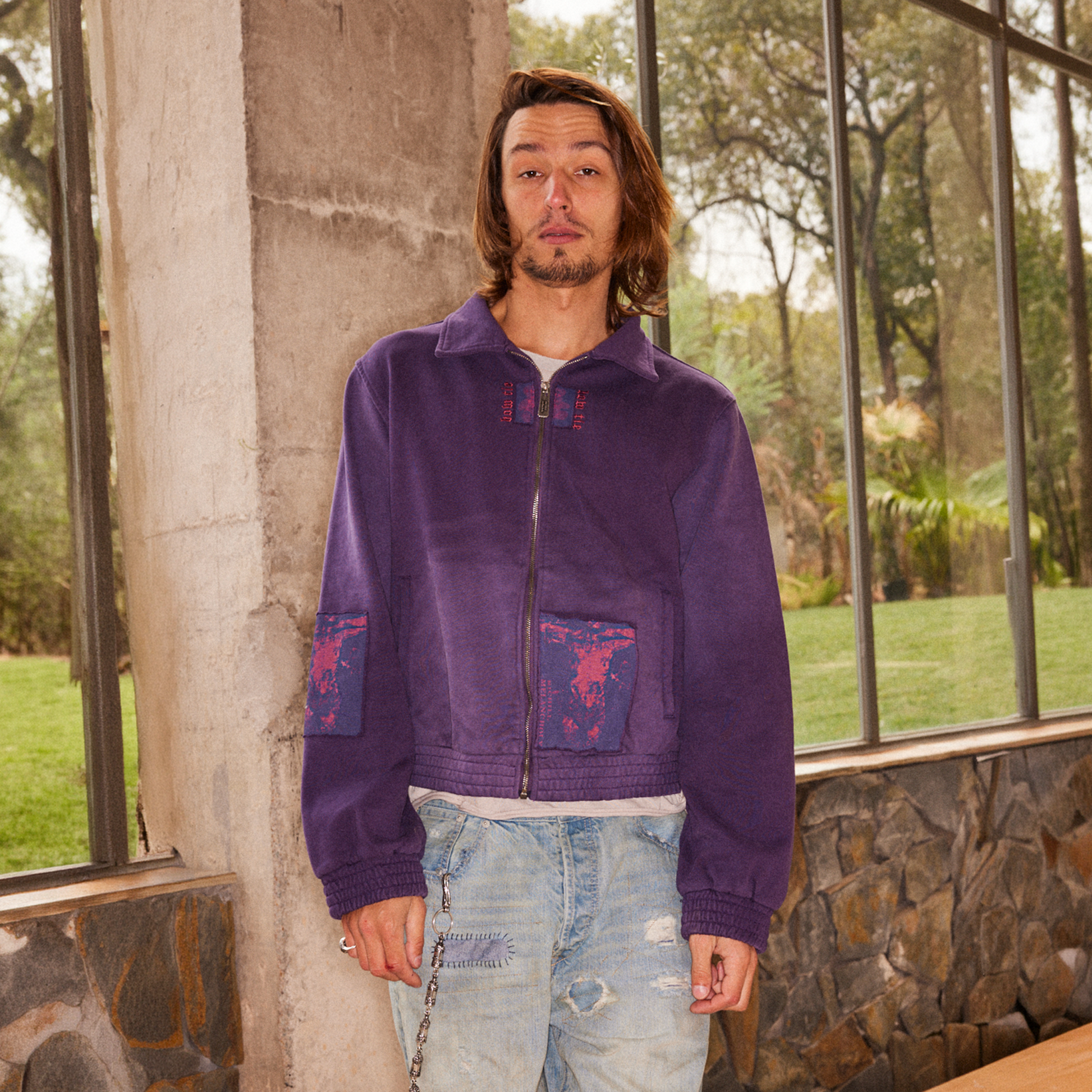 RICHILL Washed Patch Graphic Jacket-Jacket-S-Free Shipping Leatheretro