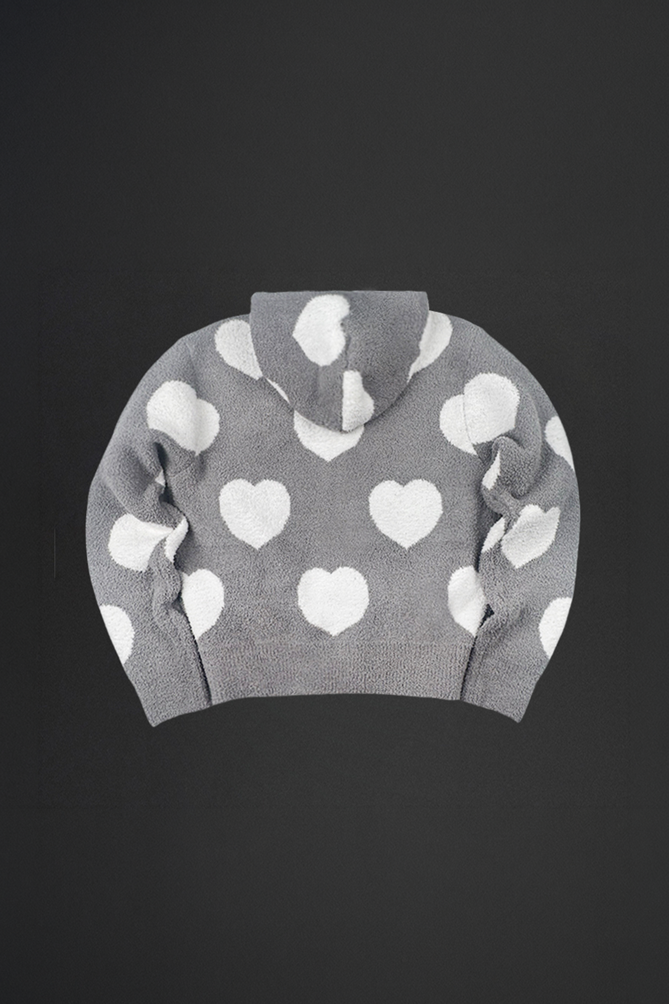NIANJIUYIKOUER Fuzzy Heart Jacquard Zip-Up Hooded Cardigan-Jacket-XS-Free Shipping Leatheretro