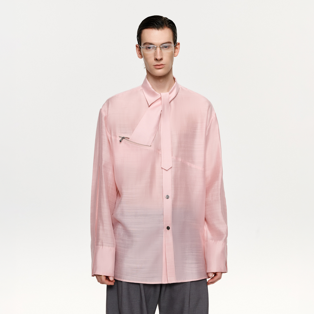 TIWILLTANG Structured Zip-Tie Tencel Shirt-Shirt-S-White-Free Shipping Leatheretro