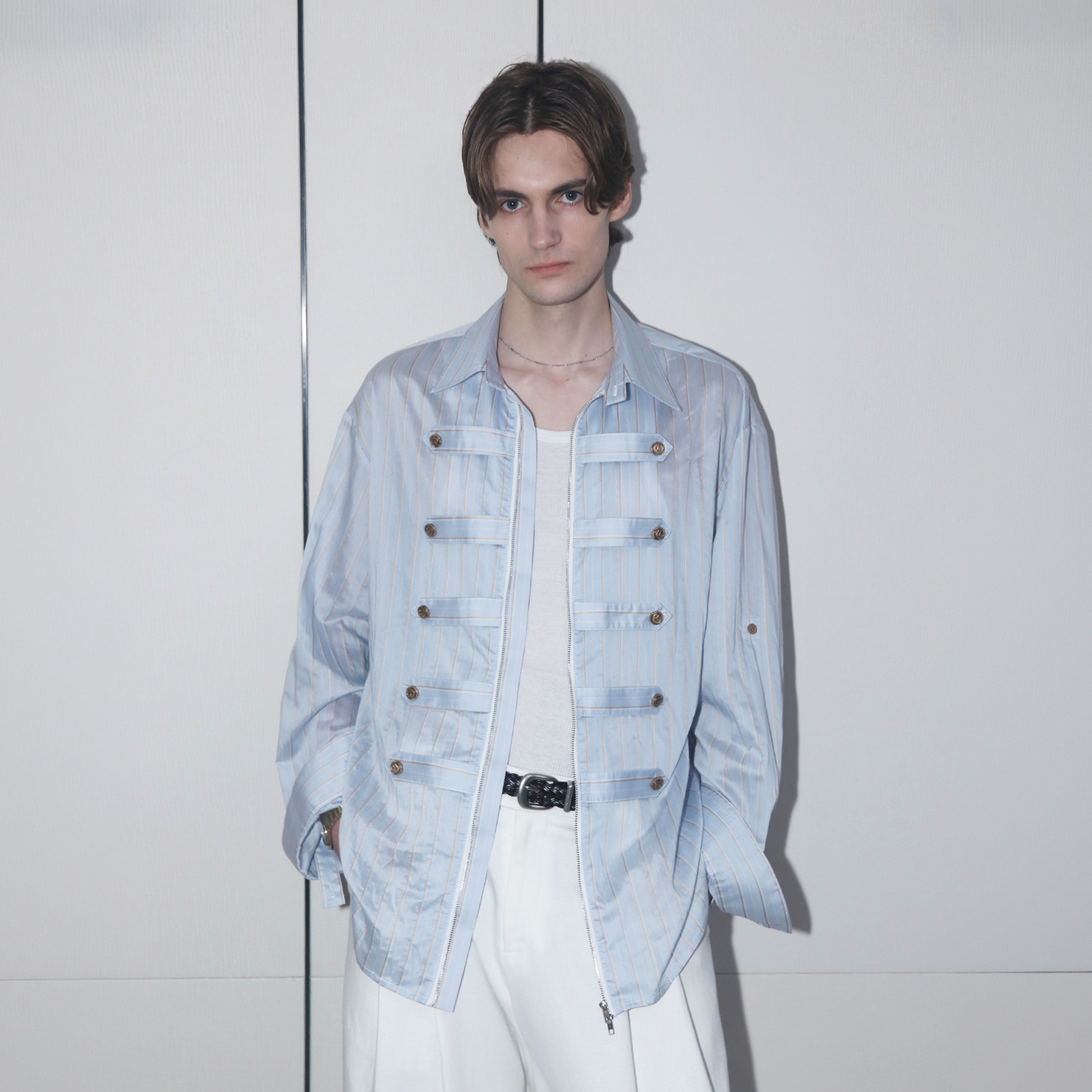 ASSEEN Metallic Thread Coin Button Shirt-Shirt-S-Free Shipping Leatheretro