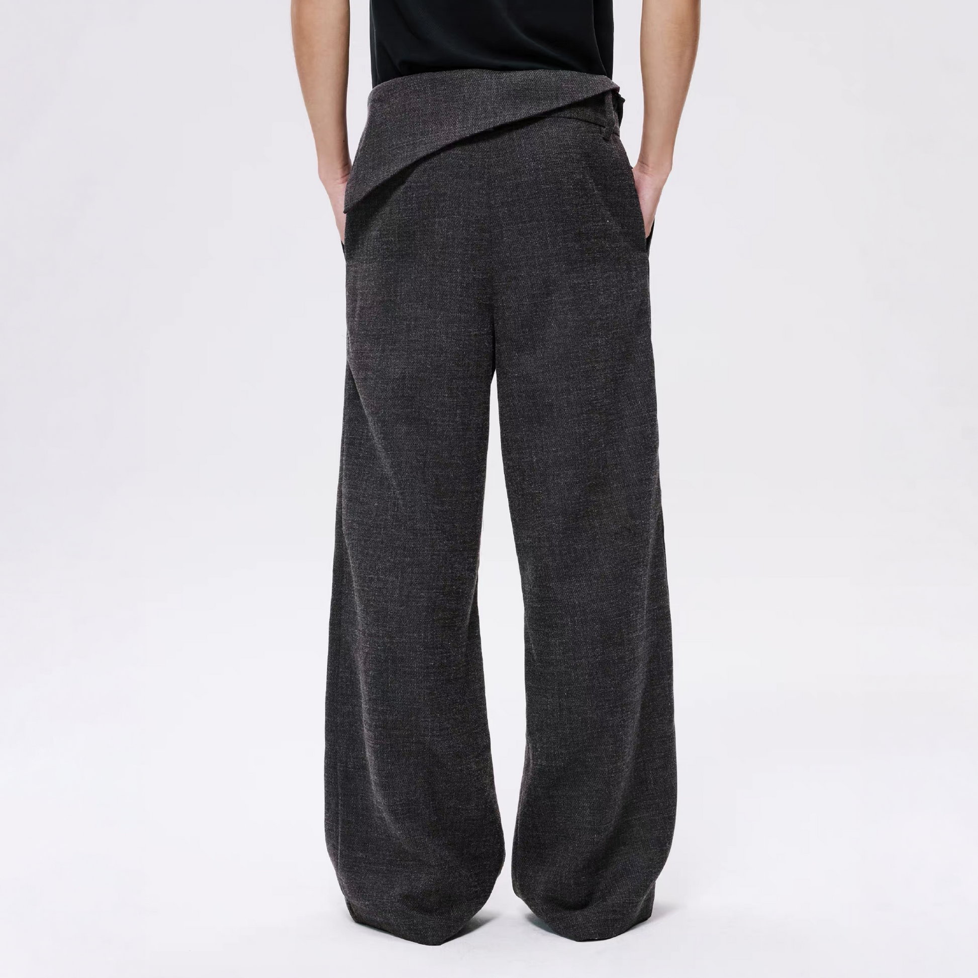 ALVNG AR ANTS Detachable Contrast Waist Tie Pleated Trousers-Pants-S / 31"-Brown-Free Shipping Leatheretro