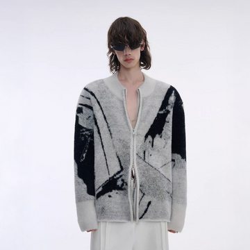 TIWILLTANG Faux-Mink Graphic Knit Jacket