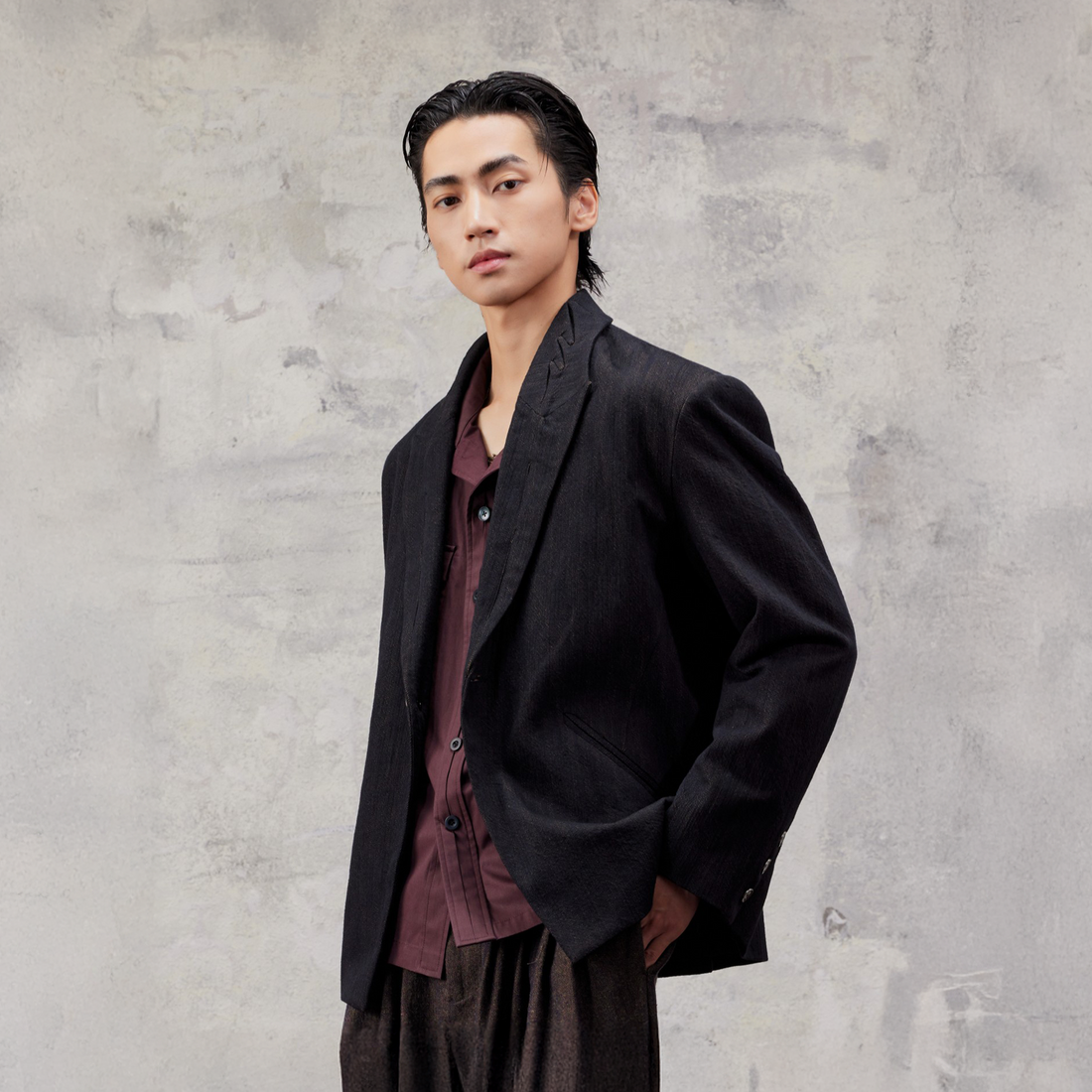 ALVNG AR ANTS Distressed Speckled Cut-Out Collar Blazer-Jacket-S-Free Shipping Leatheretro