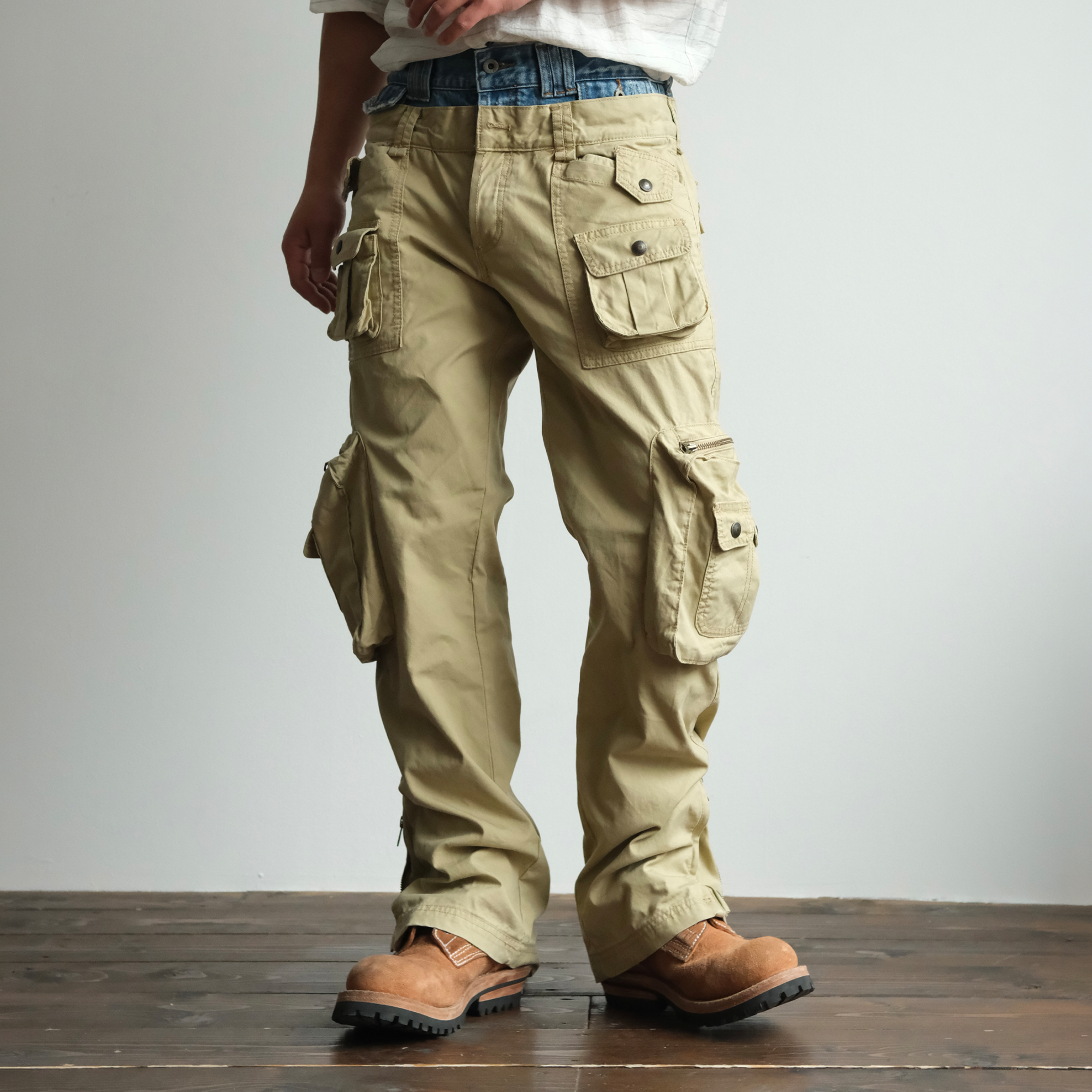 NEIGBORL Retro Spliced Multi-Pocket Cargo Pants-Pants-S / 31"-Free Shipping Leatheretro