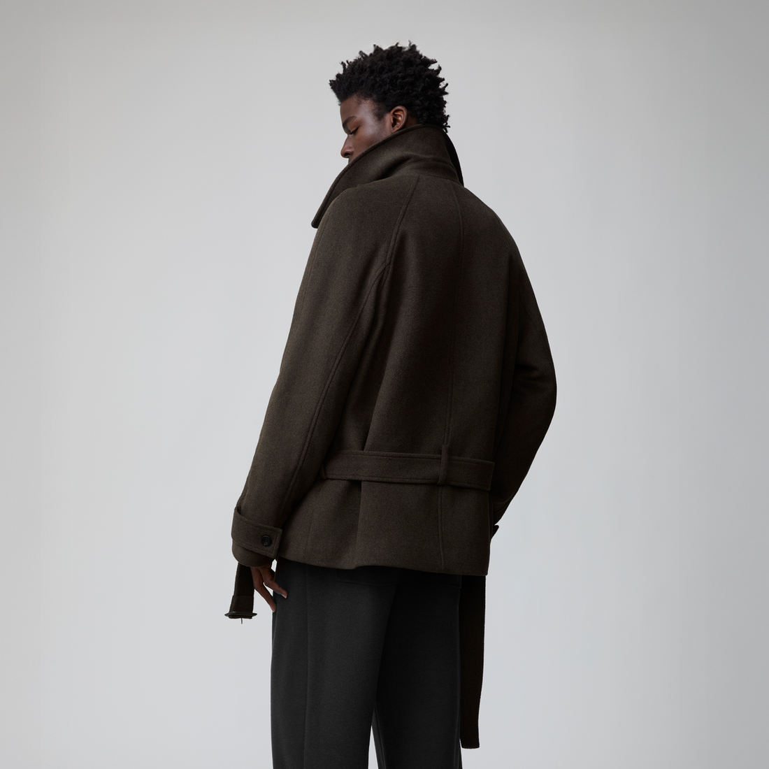 OPICLOTH Double-Breasted Belted Wool-Blend Coat