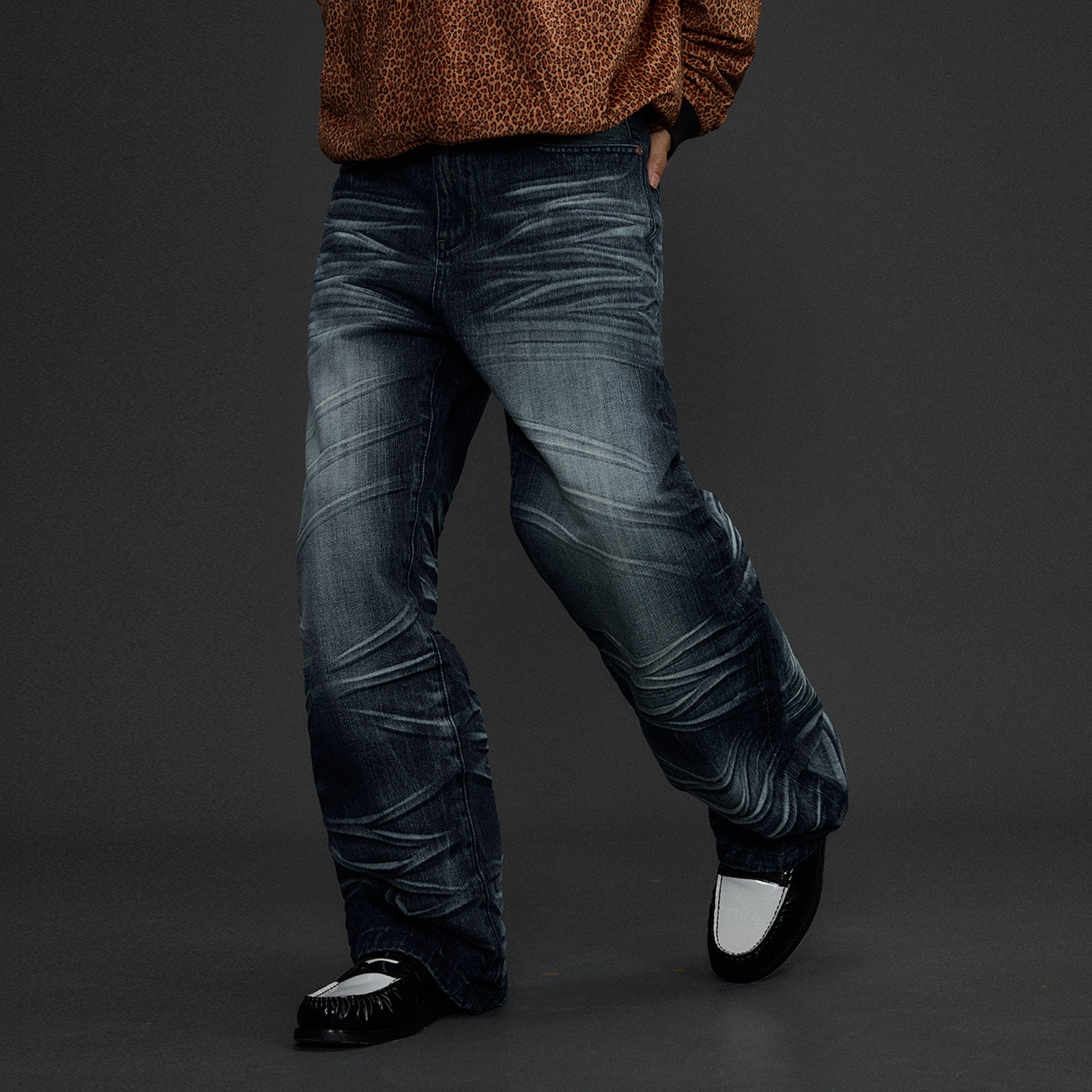 NIANJIUYIKOUER Heavy Washed Whiskered Straight-Leg Jeans-Jeans-S-Free Shipping Leatheretro