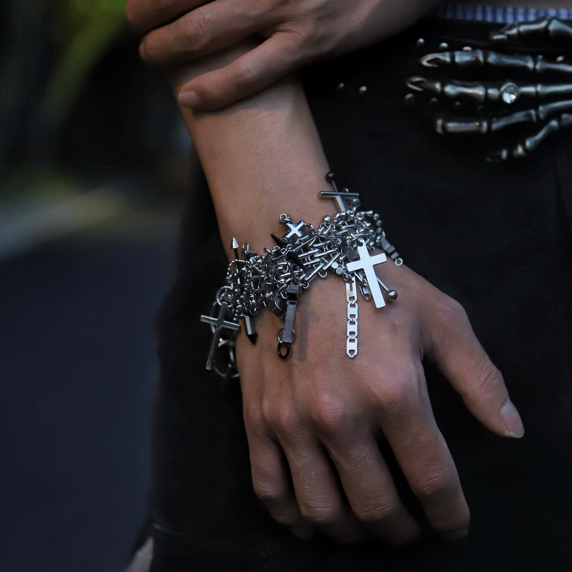 NUNKNOTX Handmade Cross Charm Punk Bracelet-Bracelet-Regular (7.87–10.24 in)-Free Shipping Leatheretro