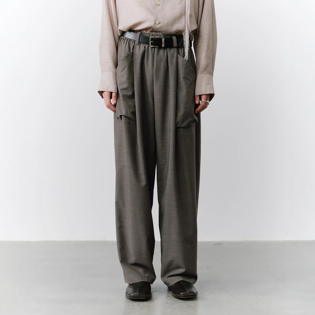 GRAINMUSTARD Retro Patch Pocket Pleated High-Waist Trousers-Pants-XS-Dark Gray-Free Shipping Leatheretro