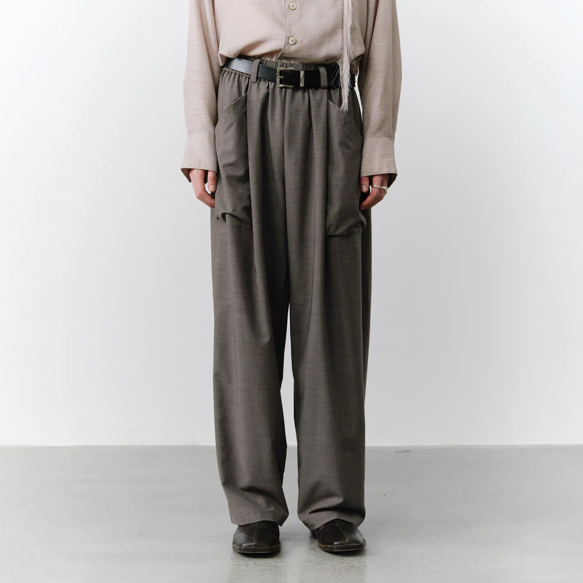 GRAINMUSTARD Retro Patch Pocket Pleated High-Waist Trousers-Pants-XS-Dark Gray-Free Shipping Leatheretro