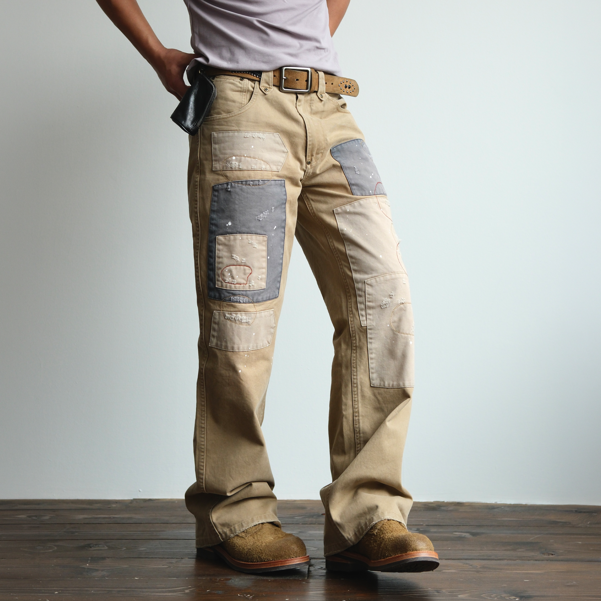 NEIGBORL Retro Paint-Splattered Distressed Patched Pants-Pants-S / 30"-Free Shipping Leatheretro