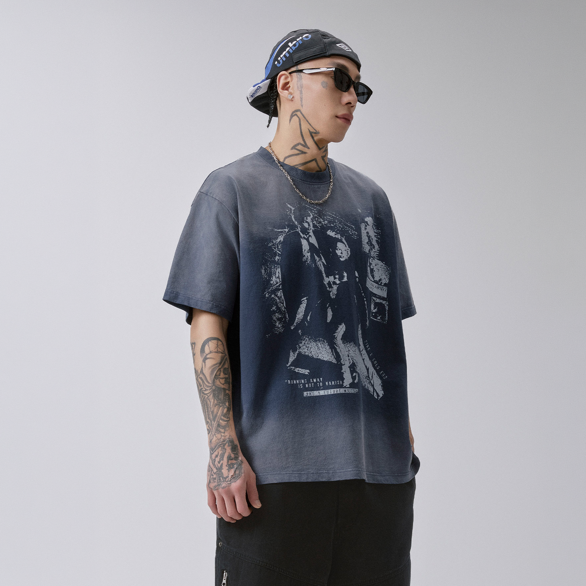 F2CE Gradient Washed Portrait Graphic T-Shirt-T Shirt-S-Free Shipping Leatheretro