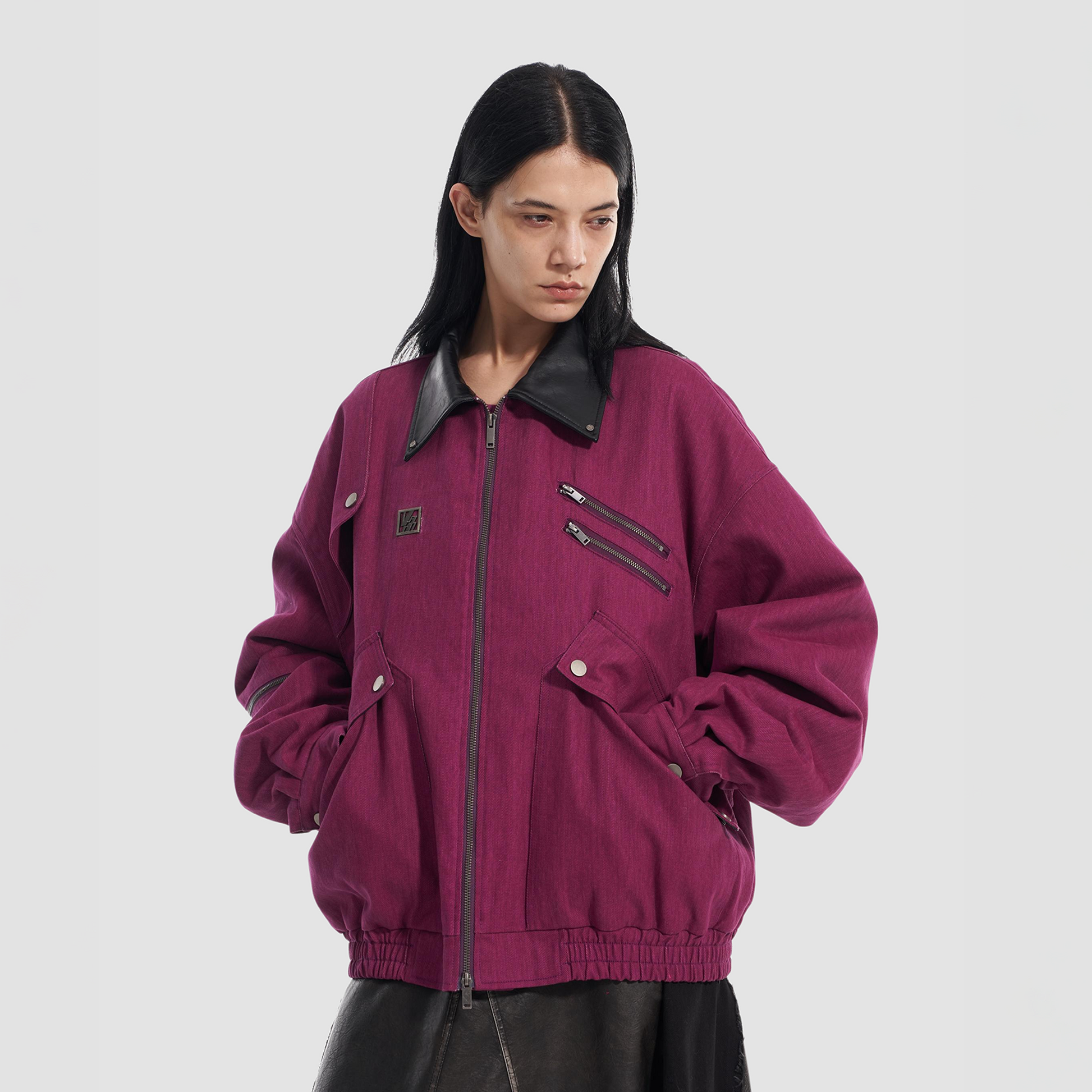 VANN VALRENCE Contrast Multi-Zip Padded Utility Jacket-Jacket-S-Free Shipping Leatheretro