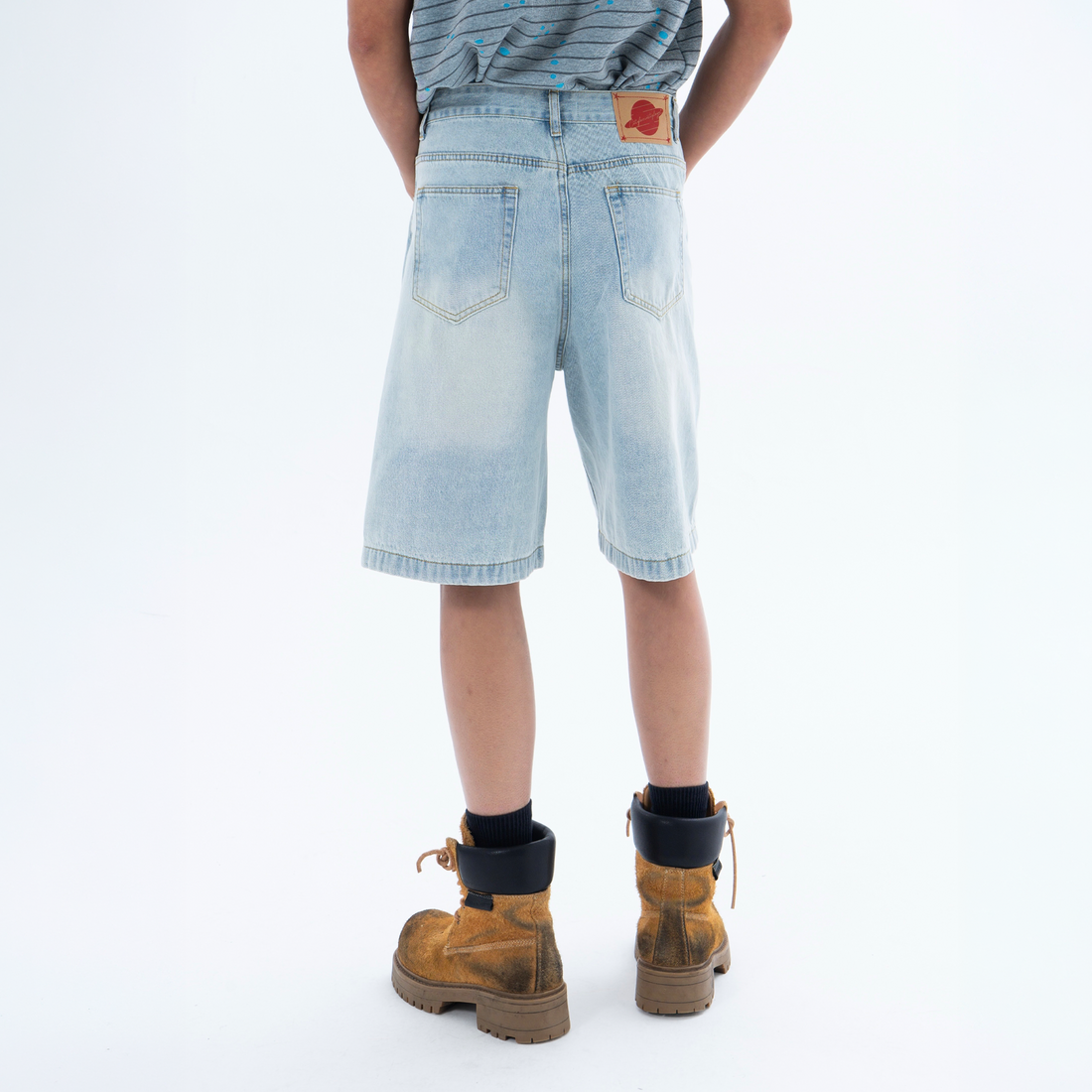 CLP Washed Metal Clasp Denim Shorts-Shorts-S / 28"-Free Shipping Leatheretro