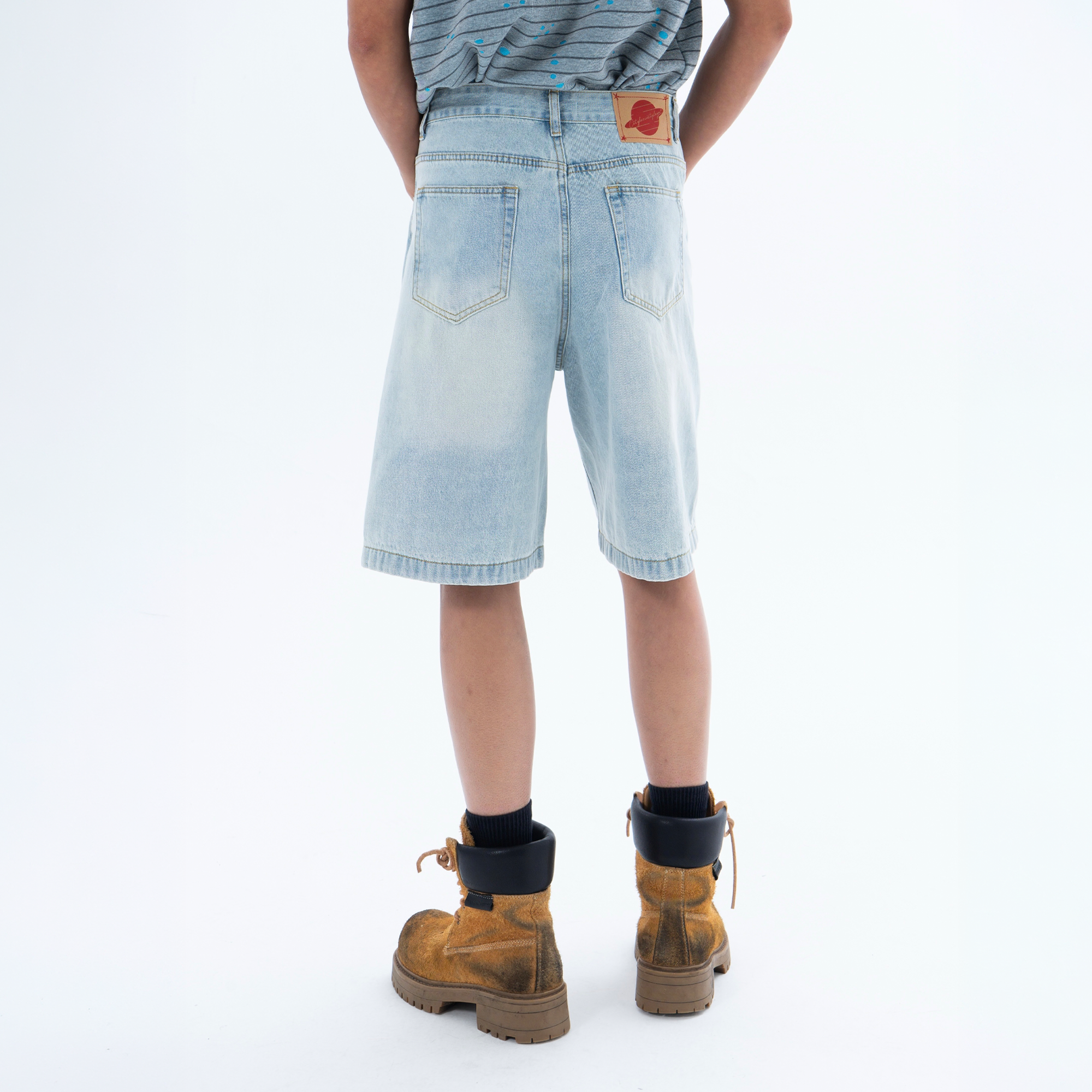 CLP Washed Metal Clasp Denim Shorts-Shorts-S / 28"-Free Shipping Leatheretro