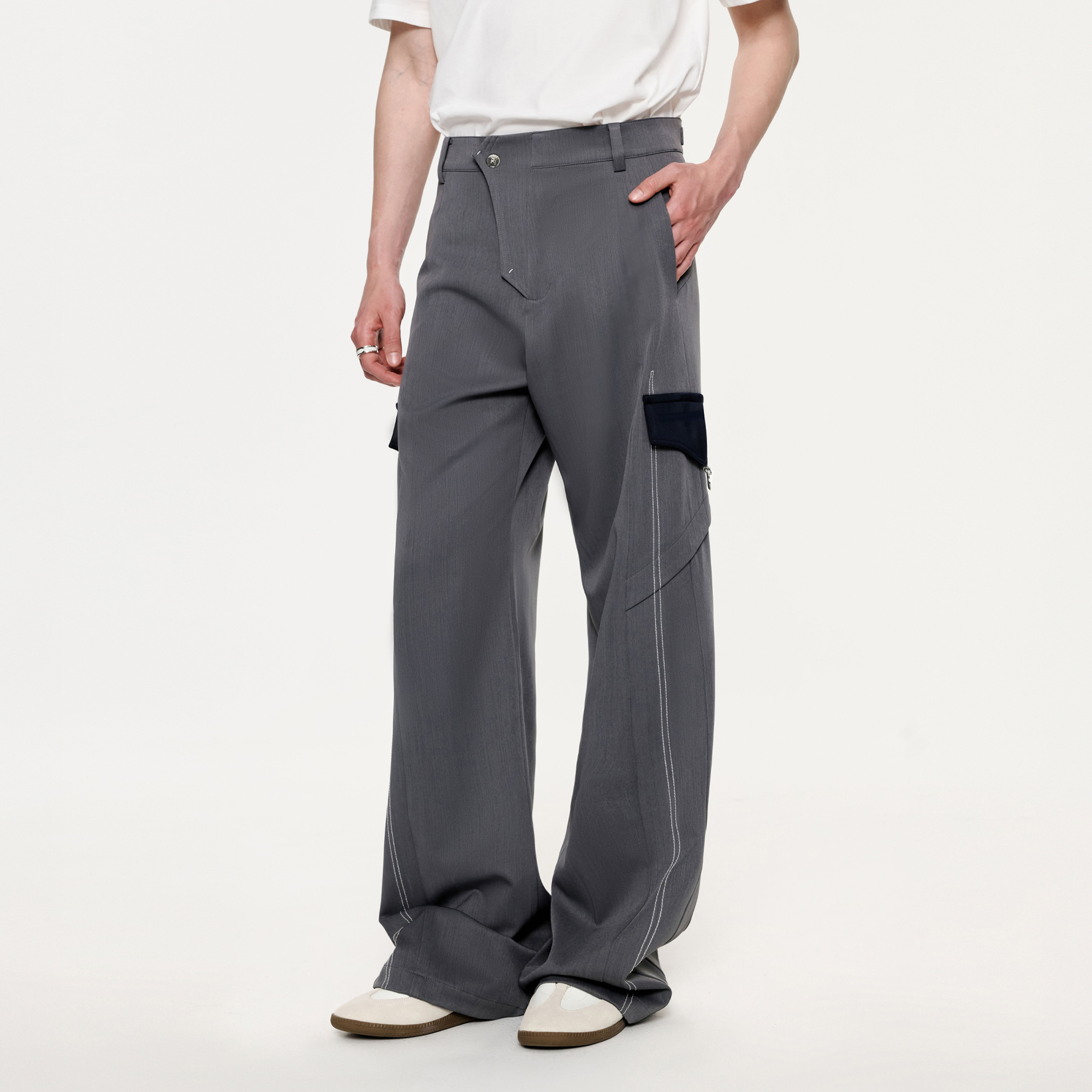 TIWILLTANG Draped Wide-Leg Trousers-Pants-S / 28-31”-Free Shipping Leatheretro