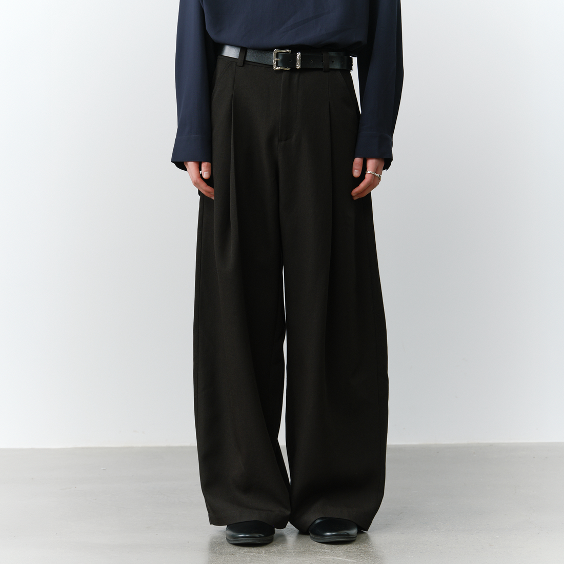 GRAINMUSTARD Minimal Draped Wide-Leg Trousers-Pants-XS-Free Shipping Leatheretro