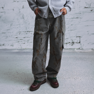 NIANJIUYIKOUER Rust Stain Graphic Washed Cargo Pants-Pants-S-Free Shipping Leatheretro