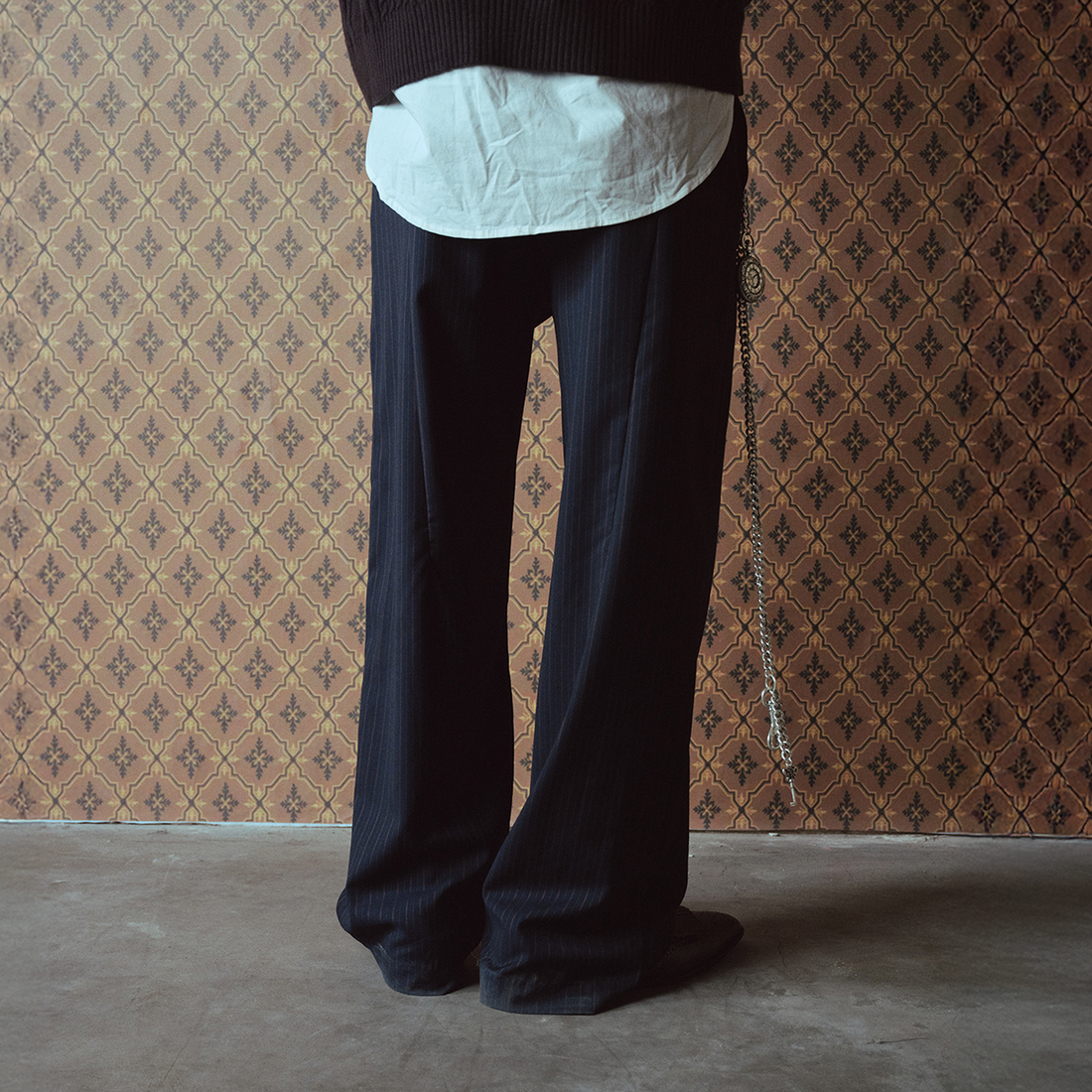 RICHILL Asymmetric Waist Pinstripe Pleated Wide-Leg Trousers-Pants-S-Free Shipping Leatheretro