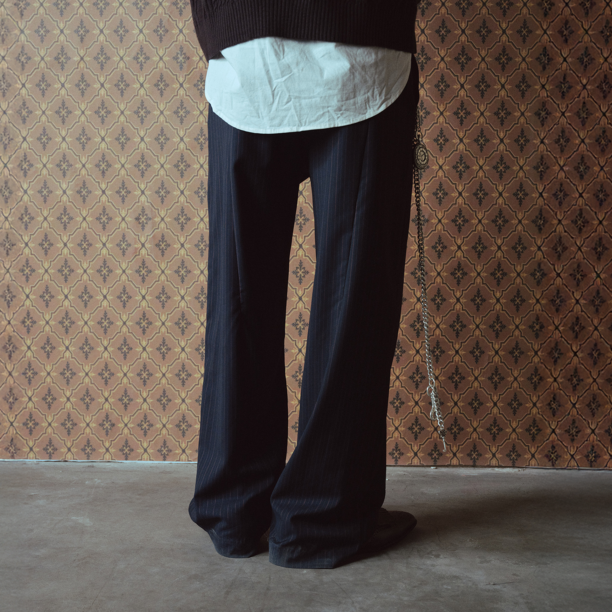 RICHILL Asymmetric Waist Pinstripe Pleated Wide-Leg Trousers-Pants-S-Free Shipping Leatheretro