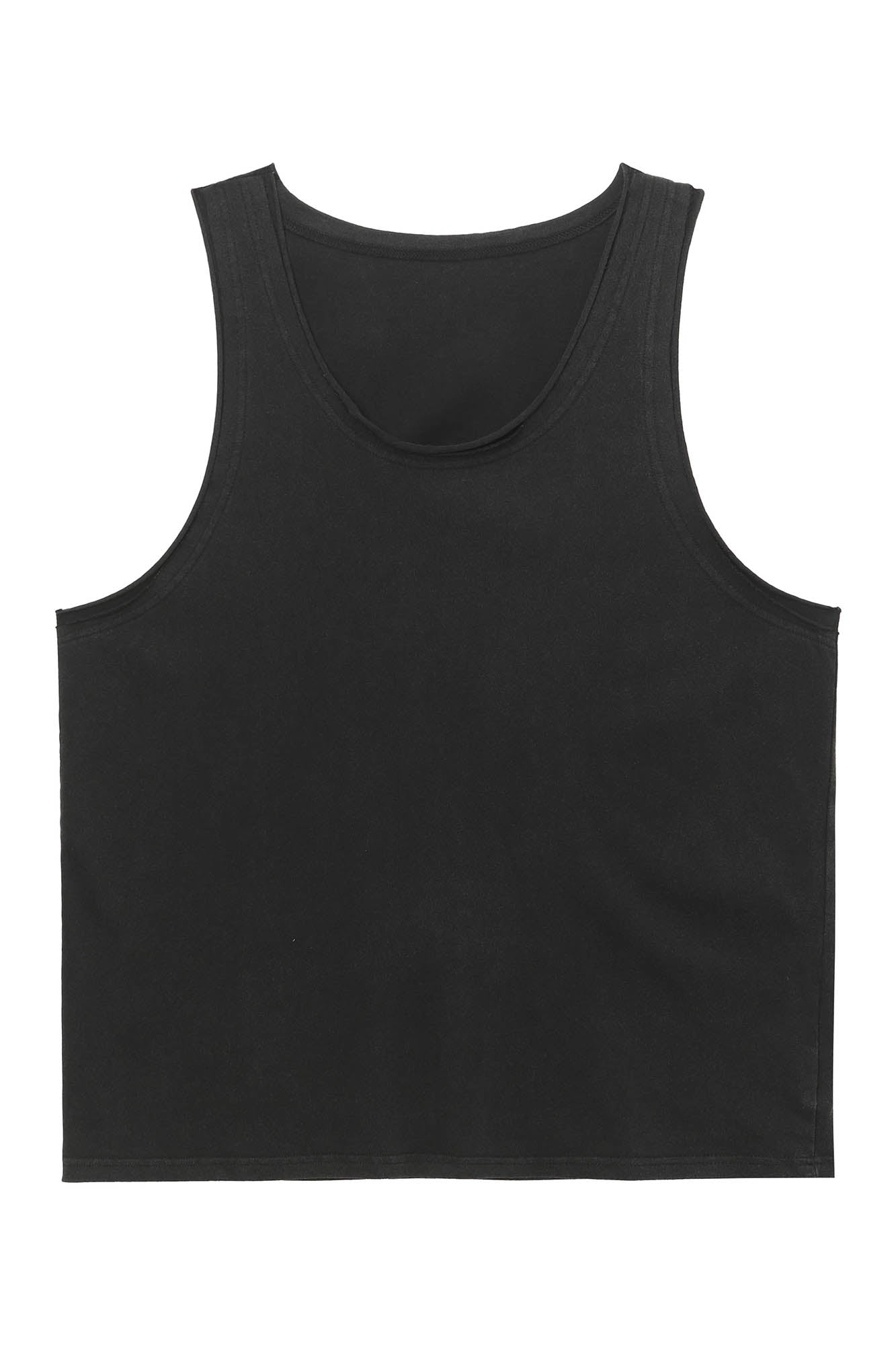 CLP Essential Washed Raw-Edge Tank Top-Tank Top-M-Black-Free Shipping Leatheretro