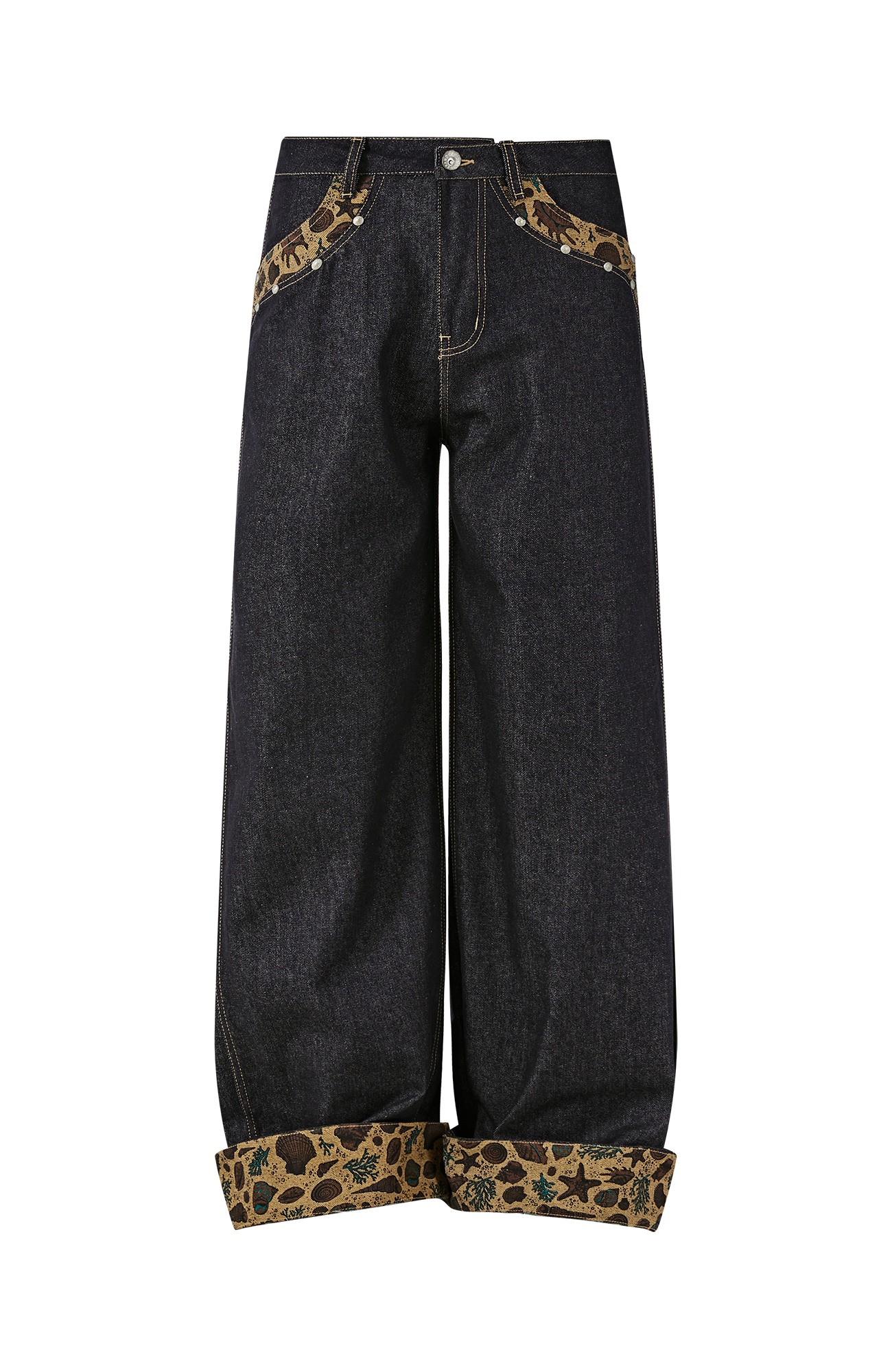 PASET Barn Cuffed Wide-Leg Jeans-Jeans-S / 27"-Free Shipping Leatheretro