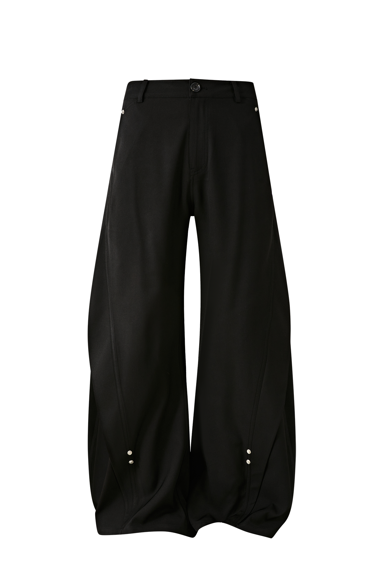 PASET Curved Seam Draped Trousers-Pants-S / 28"-Gray-Free Shipping Leatheretro