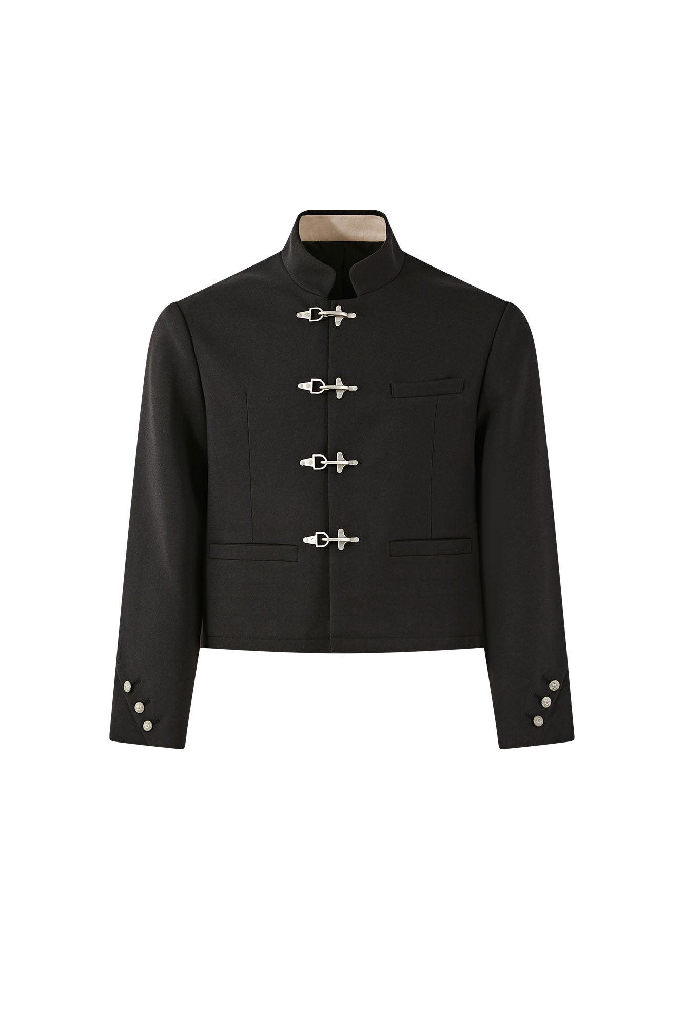PASET Frog Buckle Stand Collar Jacket-Jacket-S-Free Shipping Leatheretro
