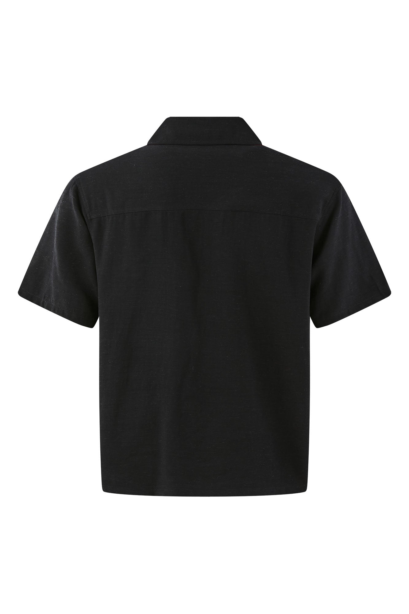 KREATE Contrast Collar Linen Half Shirt-Half shirt-S-Black-Free Shipping Leatheretro