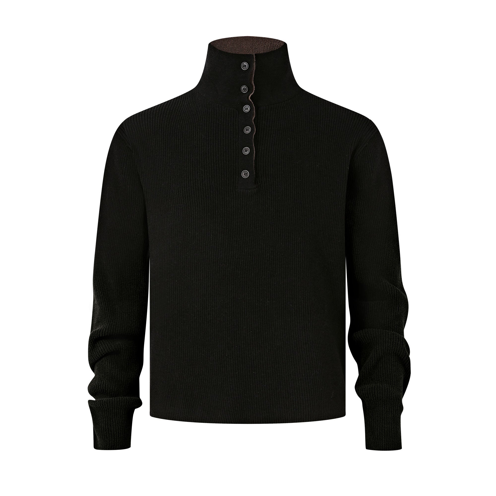 KREATE Contrast Layered Collar Ribbed Sweater-Sweater-S-Brown-Free Shipping Leatheretro