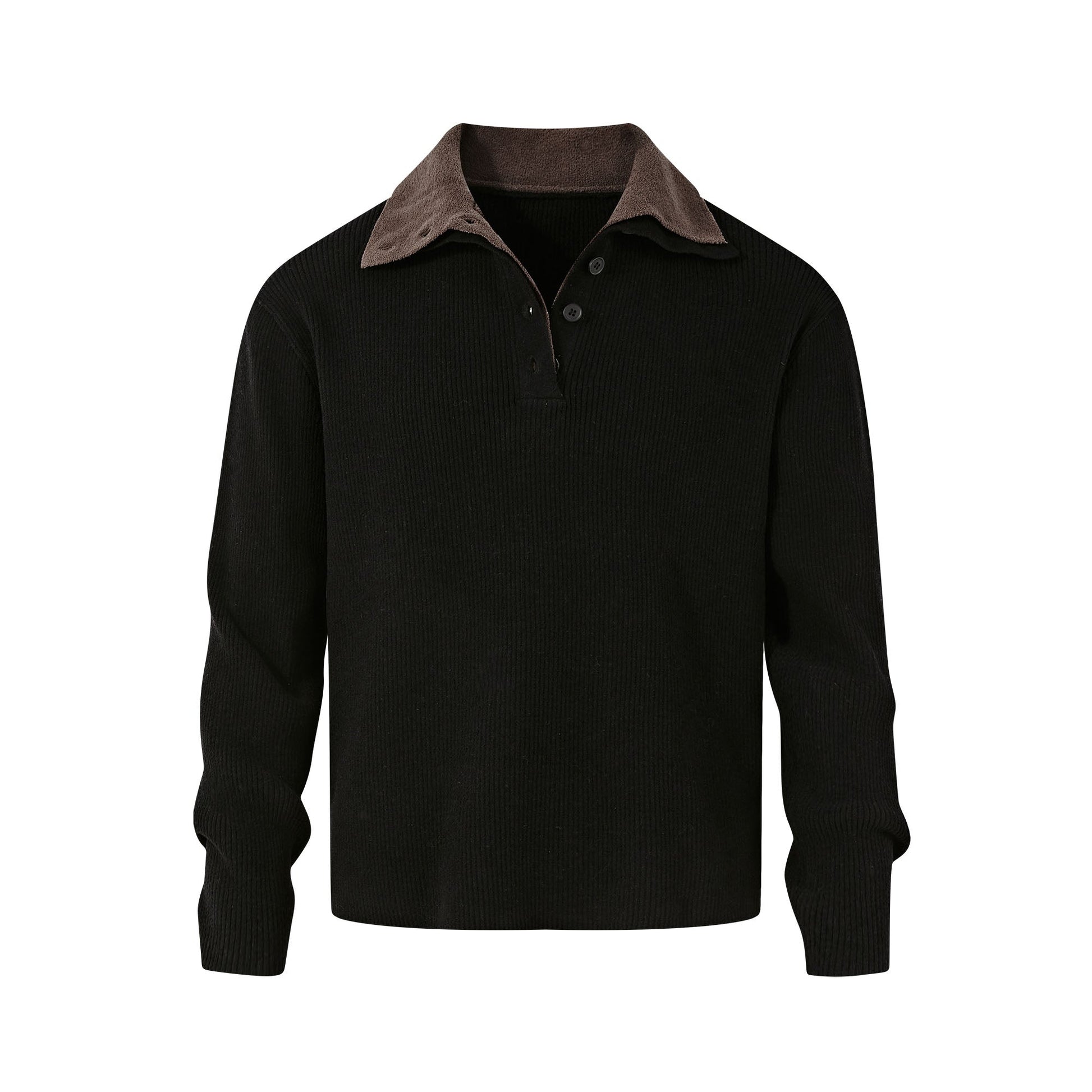 KREATE Contrast Layered Collar Ribbed Sweater-Sweater-S-Brown-Free Shipping Leatheretro