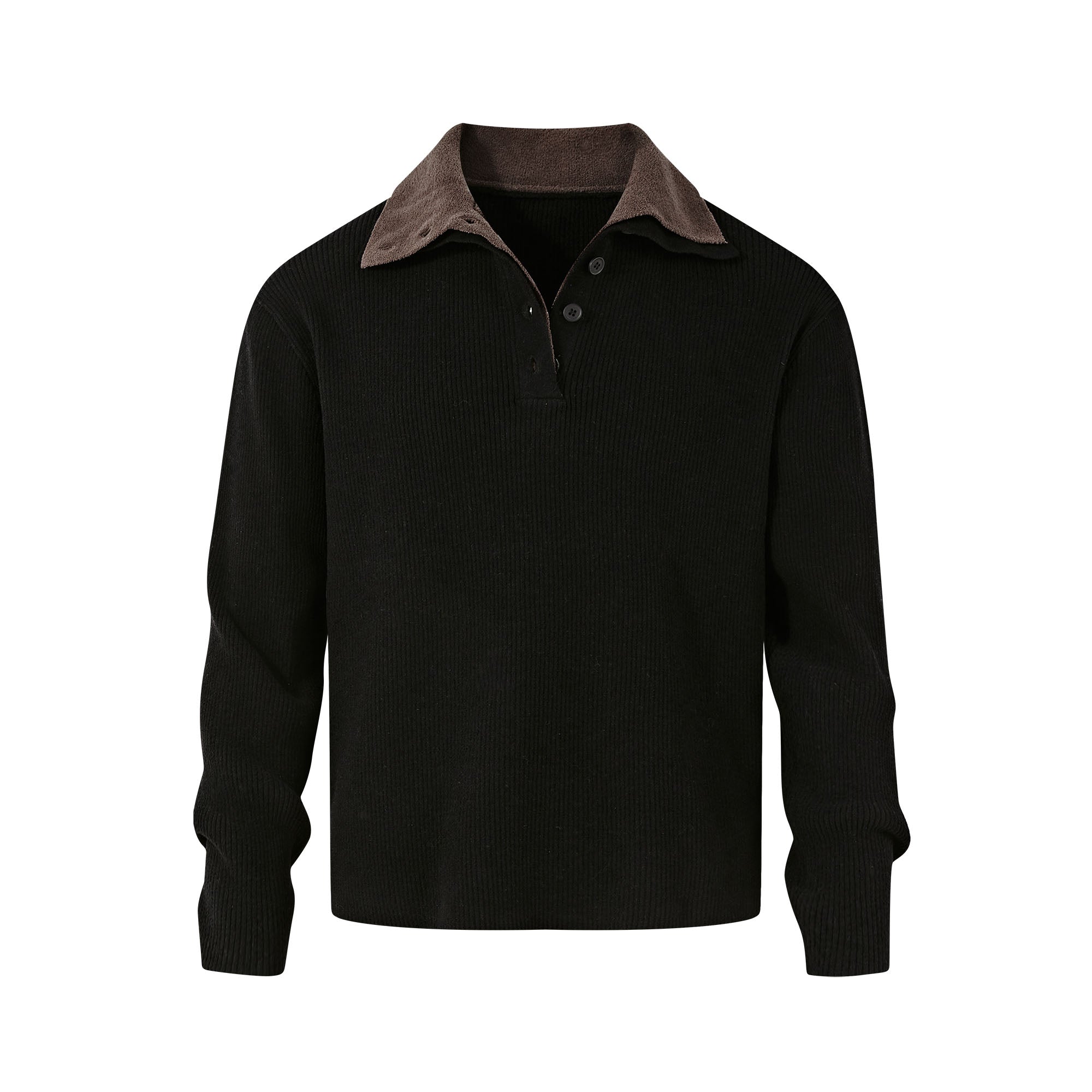 KREATE Contrast Layered Collar Ribbed Sweater-Sweater-S-Brown-Free Shipping Leatheretro