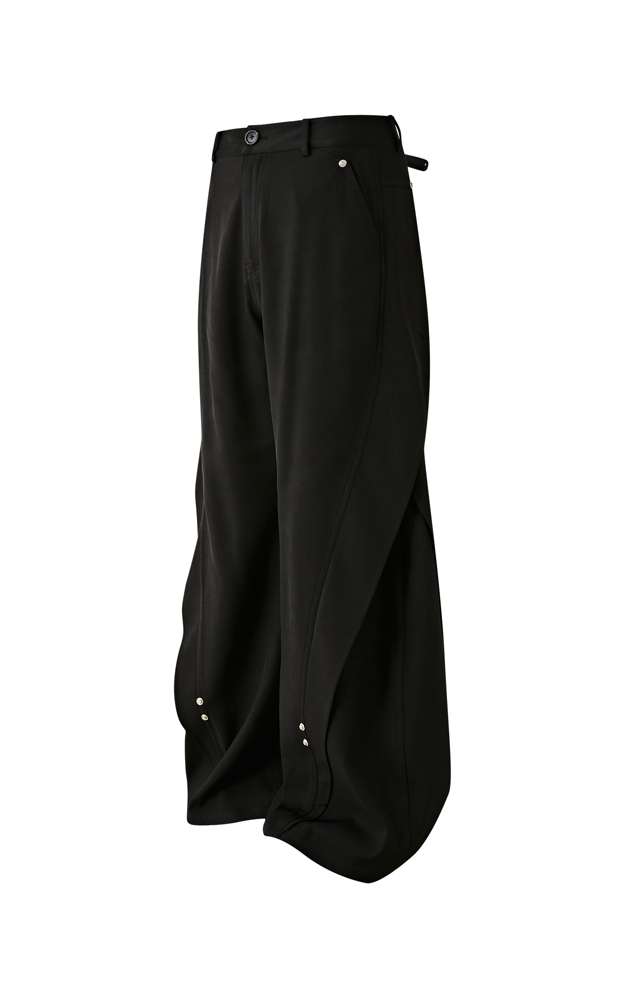 PASET Curved Seam Draped Trousers-Pants-S / 28"-Gray-Free Shipping Leatheretro